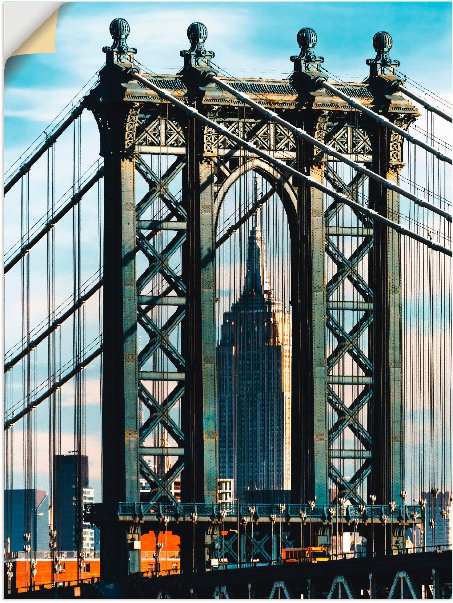 Artland Artprint New York Manhattan Bridge in vele afmetingen & productsoorten -artprint op linnen, poster, muursticker / wandfolie ook geschikt voor de badkamer (1 stuk)