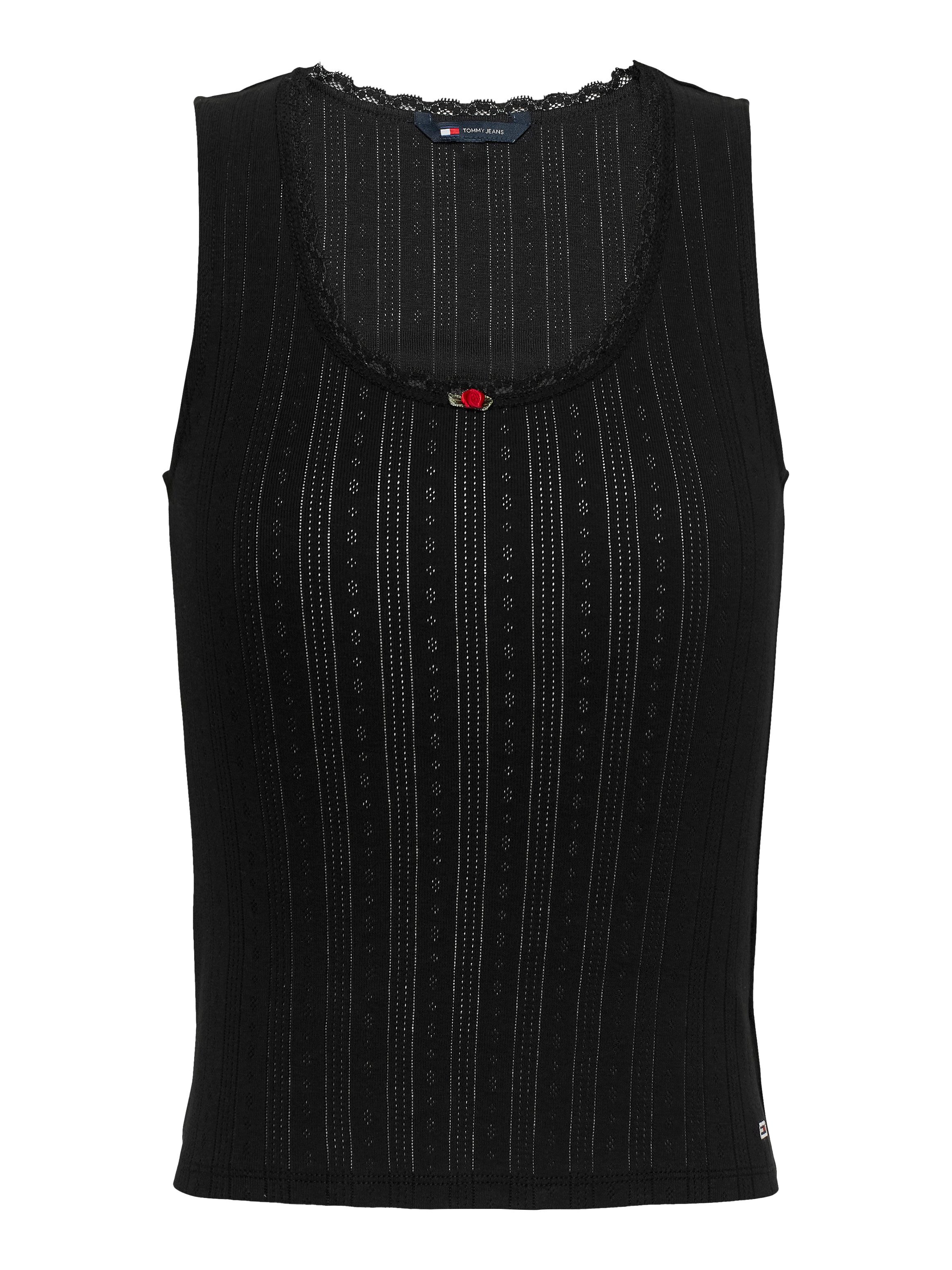 TOMMY JEANS Tanktop TJW SLIM POINTELLE TANK TOP met kant, met gaatjespatroon