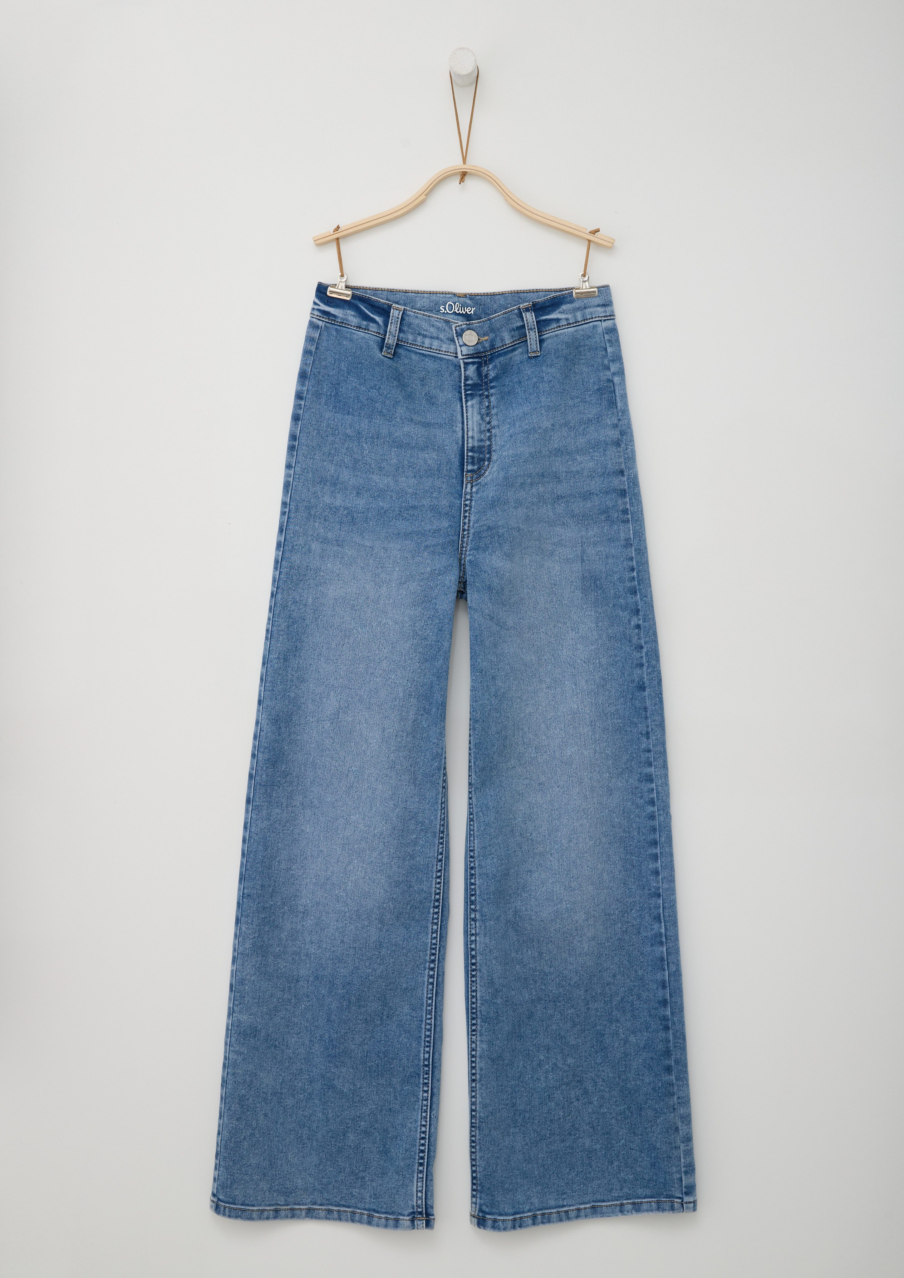 s.Oliver RED LABEL Junior Wijde jeans met zakken meisjes wide leg jeans maat 158 blauw