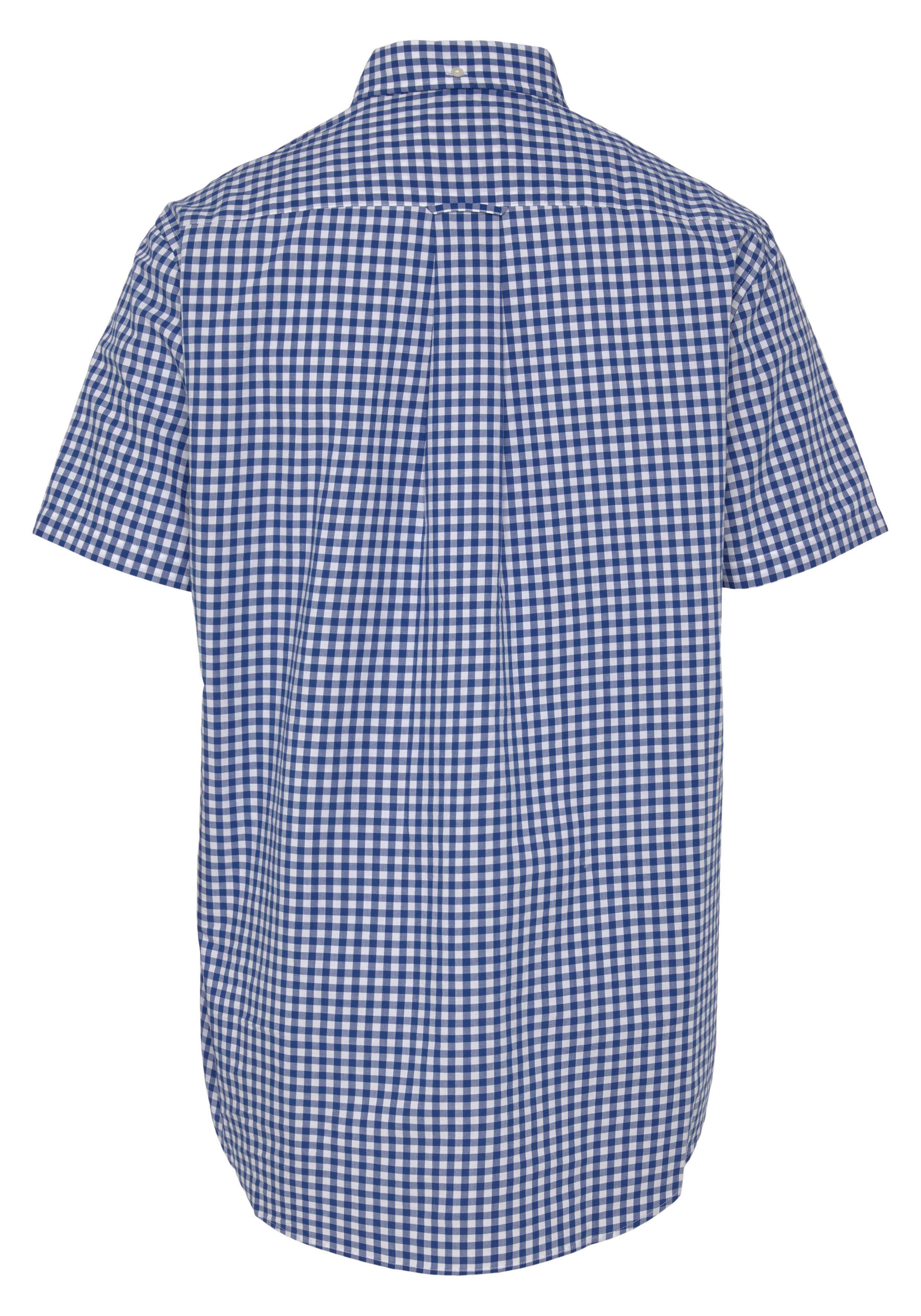 Gant Overhemd met korte mouwen Regular Fit Gingham Poplin Overhemd slijtvast easy care geruit