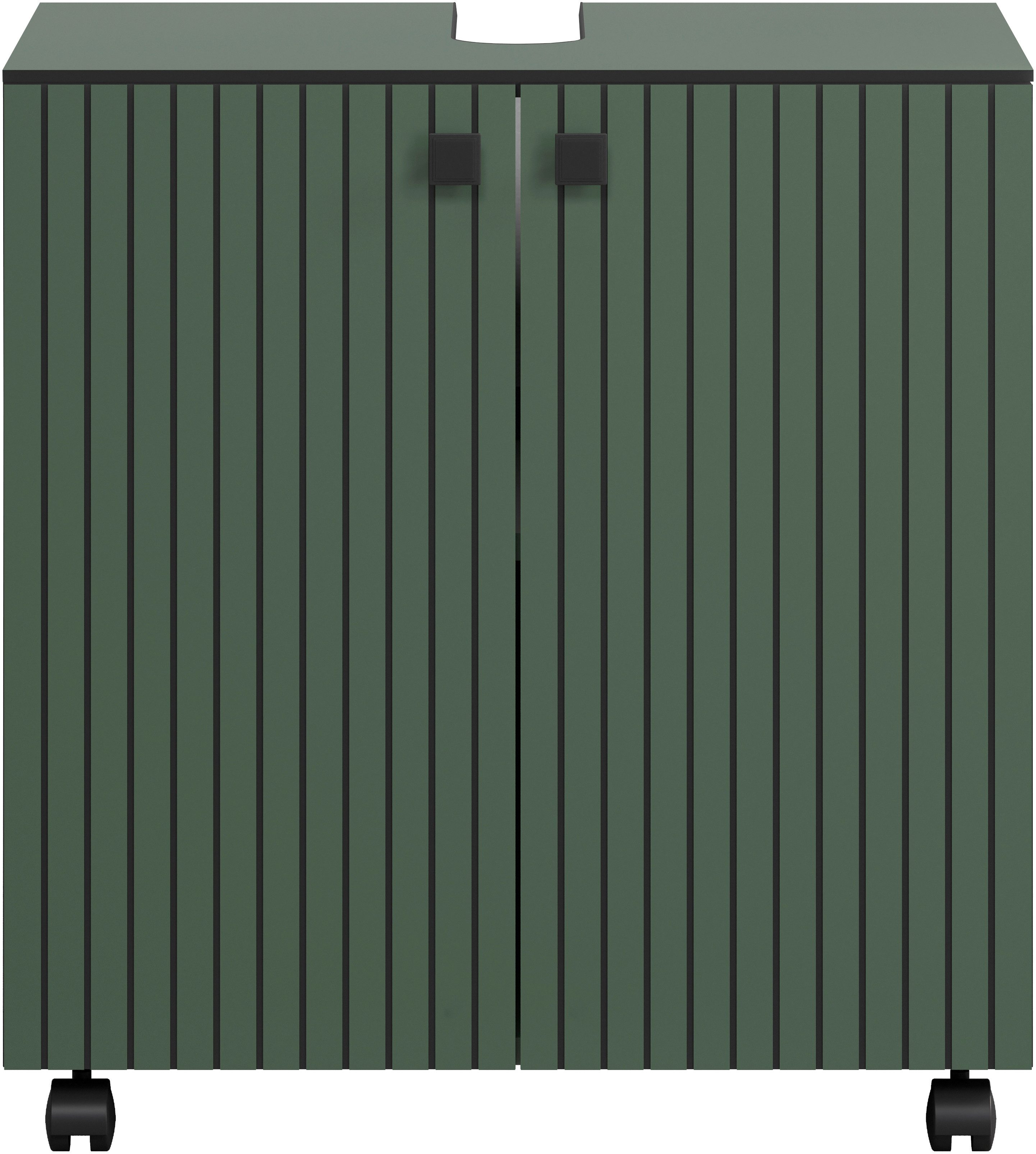 welltime Wastafelonderkast Amrum BxHxD 80 x 64 x 42 cm wastafelonderkast eiken rillen-look (1 stuk)