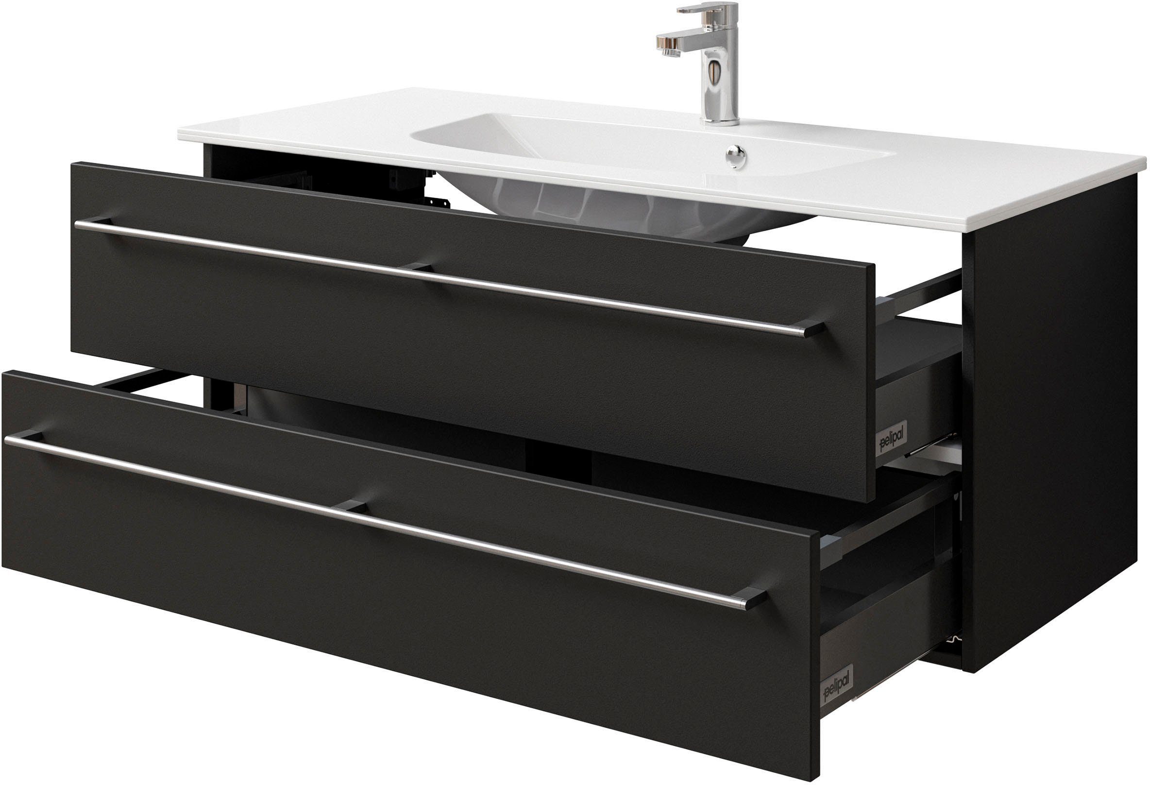 Saphir Wastafelonderkast Serie 6025 mineraalmarmeren wastafel met onderkast, 117 cm breed (2-delig)