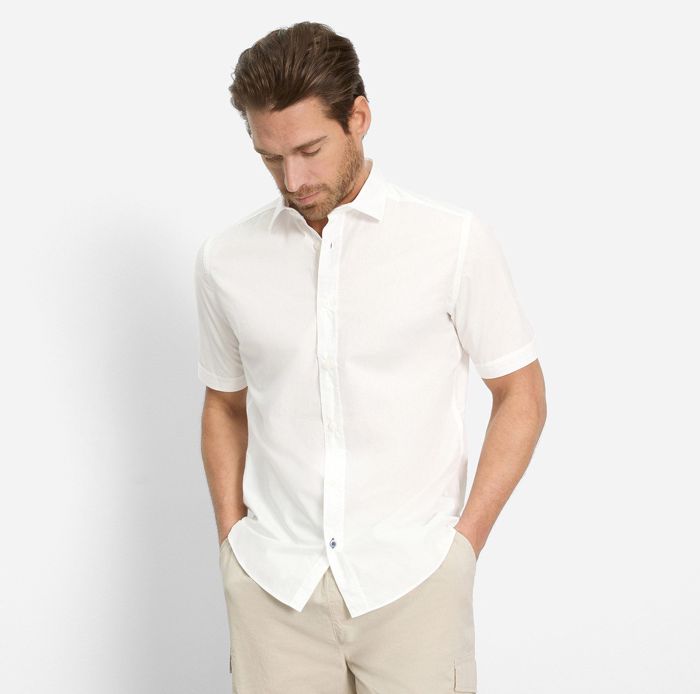 OLYMP Overhemd met korte mouwen OLYMP Casual overhemd heren overhemden maat M wit
