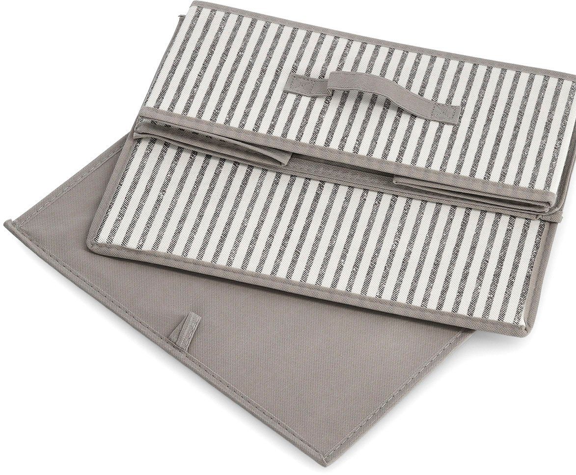 Zeller Present Opbergbox Strepen Fleece, beige