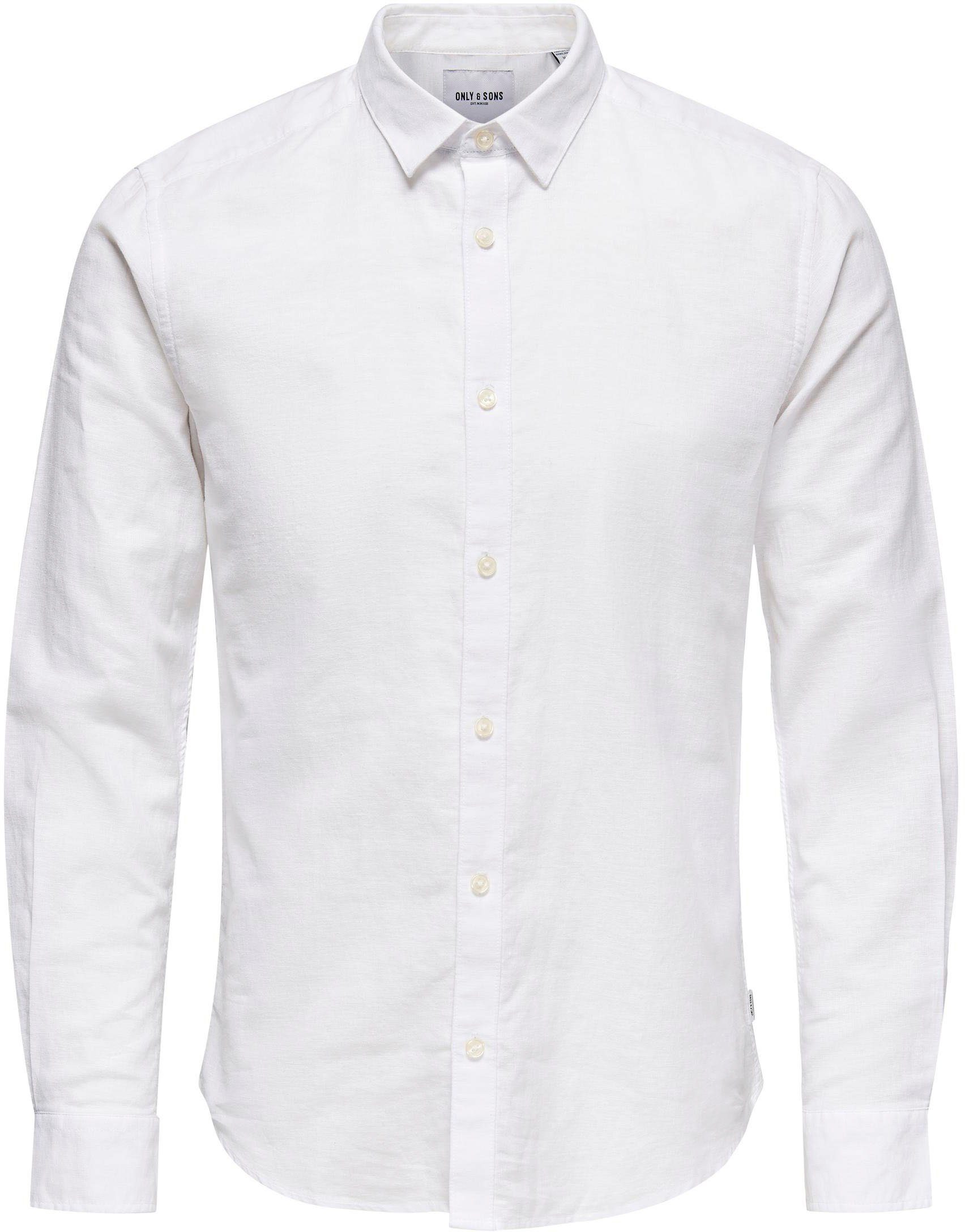 ONLY & SONS Overhemd met lange mouwen ONSCAIDEN LS SOLID LINEN SHIRT NOOS