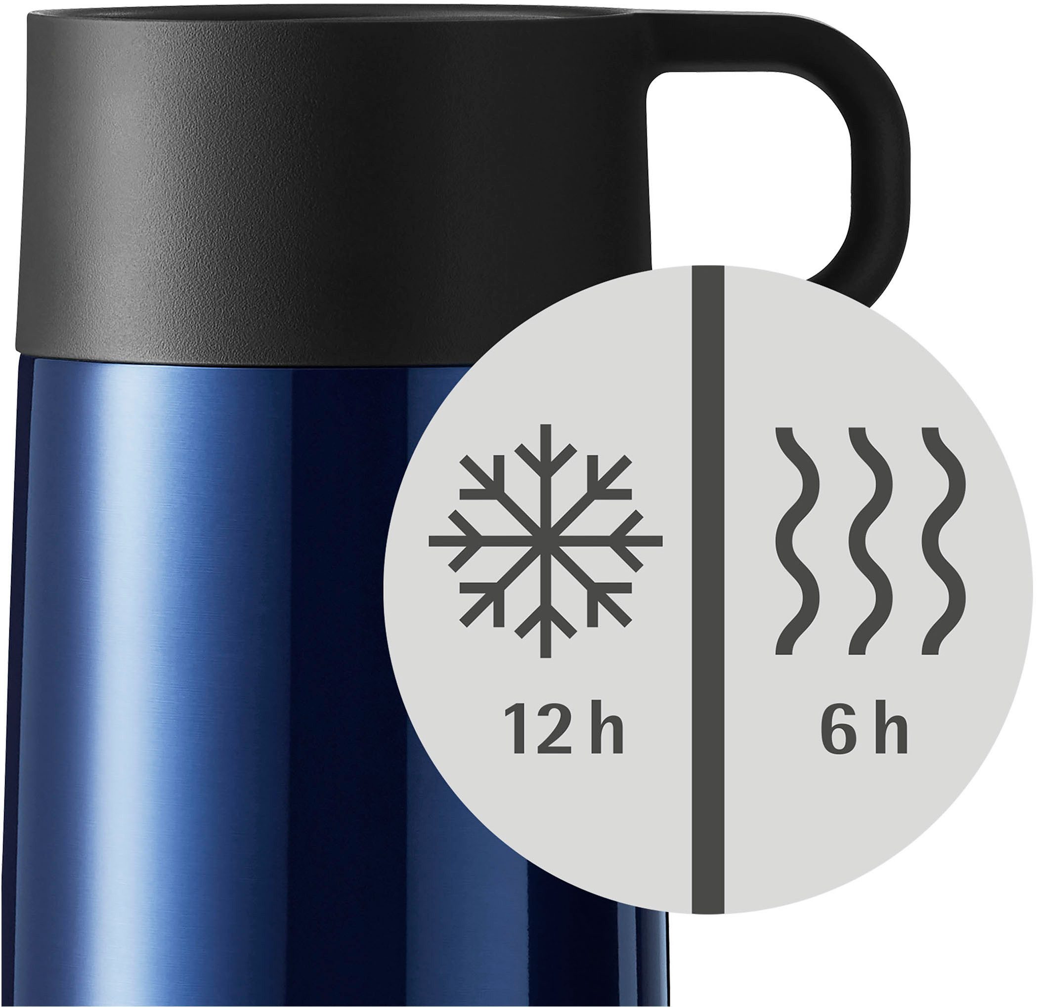 WMF Thermosbeker Impulse Travel Mug dubbelwandig roestvrij staal, lage hoogte, 360°-drinkopening