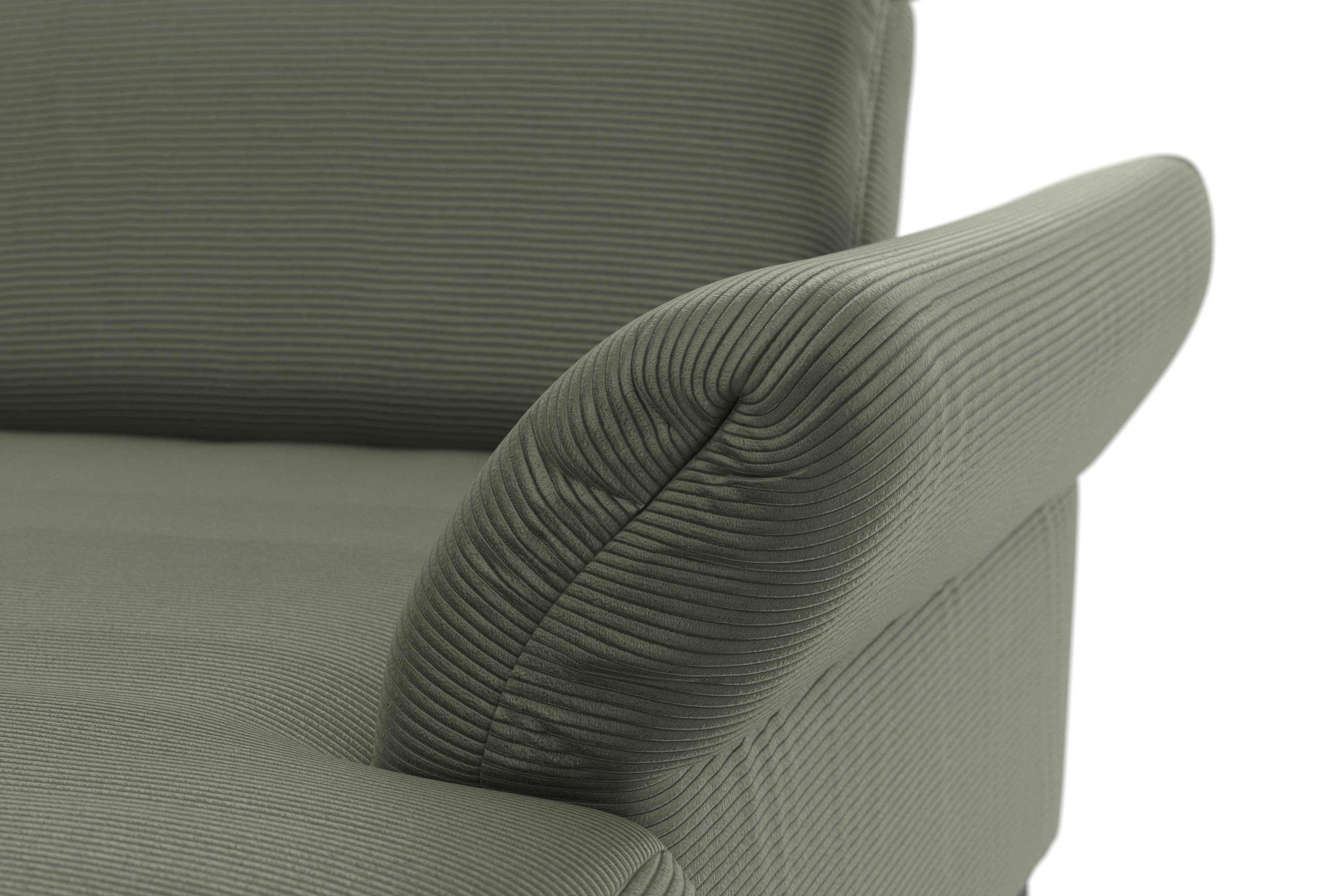 INOSIGN Zithoek Coco U-vorm Verstelbare zitdiepte, armleuning en hoofdeind, cordbekleding, poothoogte 15 cm