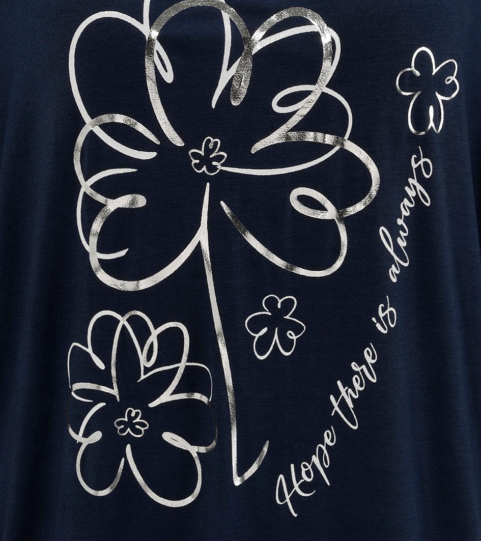Aniston SELECTED Shirt met vleermuismouwen deels met zilverkleurige folieprint - nieuwe collectie
