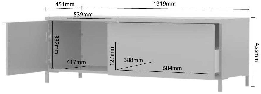 Places of Style Tv-meubel Onyx Kast met soft-close functie, in twee breedtes, tv-tafel