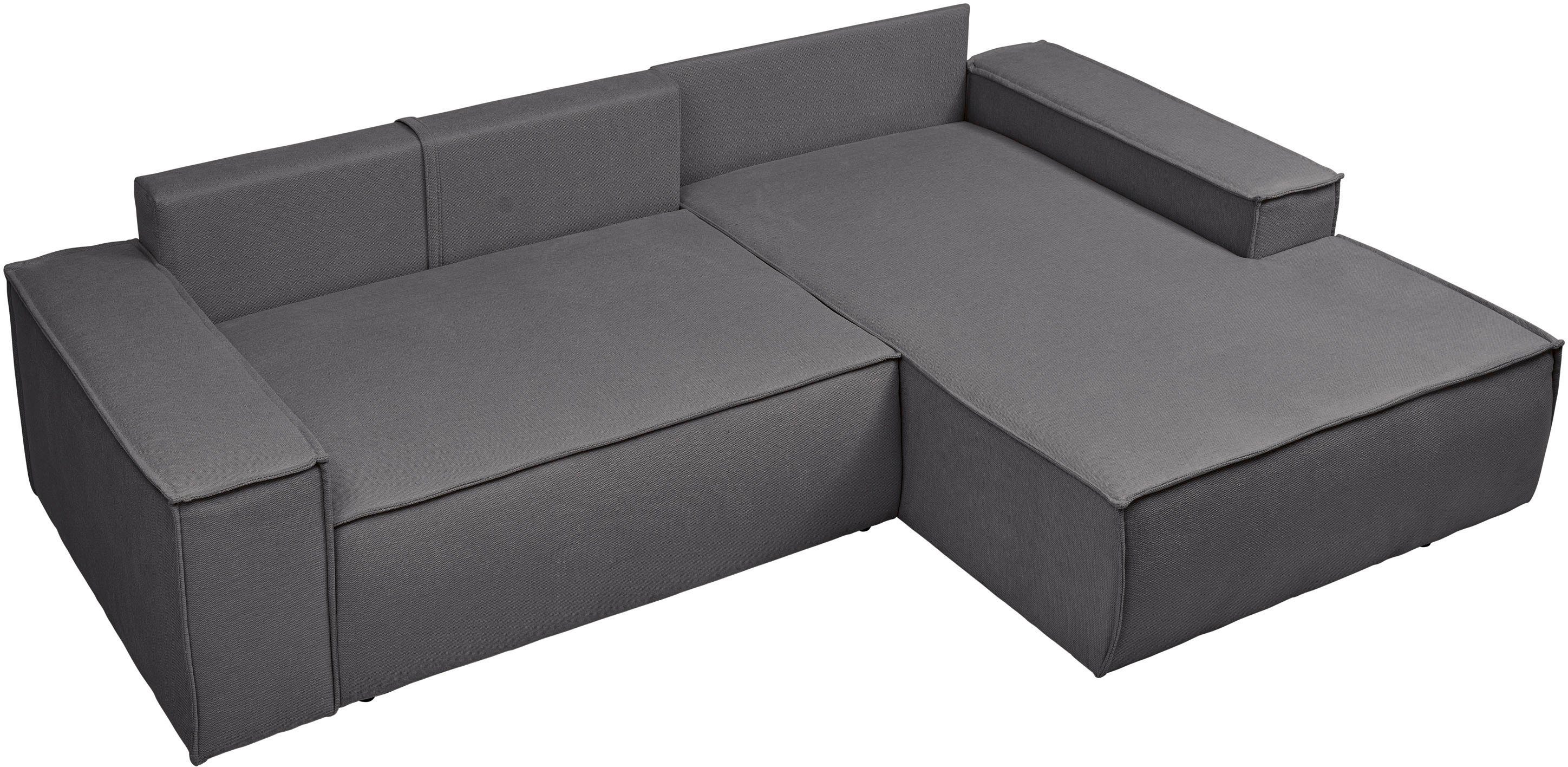 andas Hoekbank Finnley slaapbank 267 cm in Bouclé, fijne structuur en cord, L-vorm