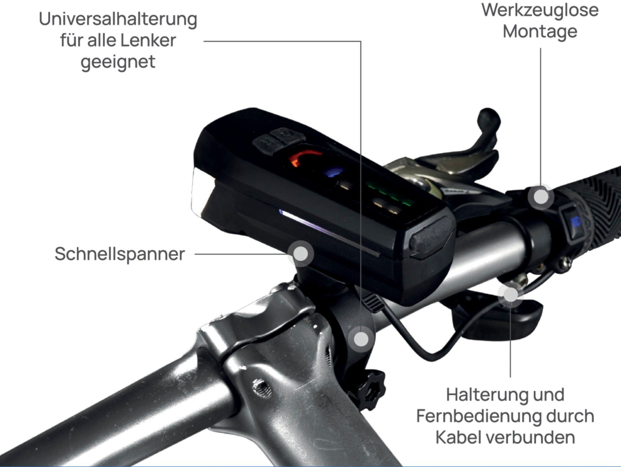 Fischer Fietsverlichting Led-accu-Bel. Set plus 100x130 groot licht + twin stop (set, 2-delig)