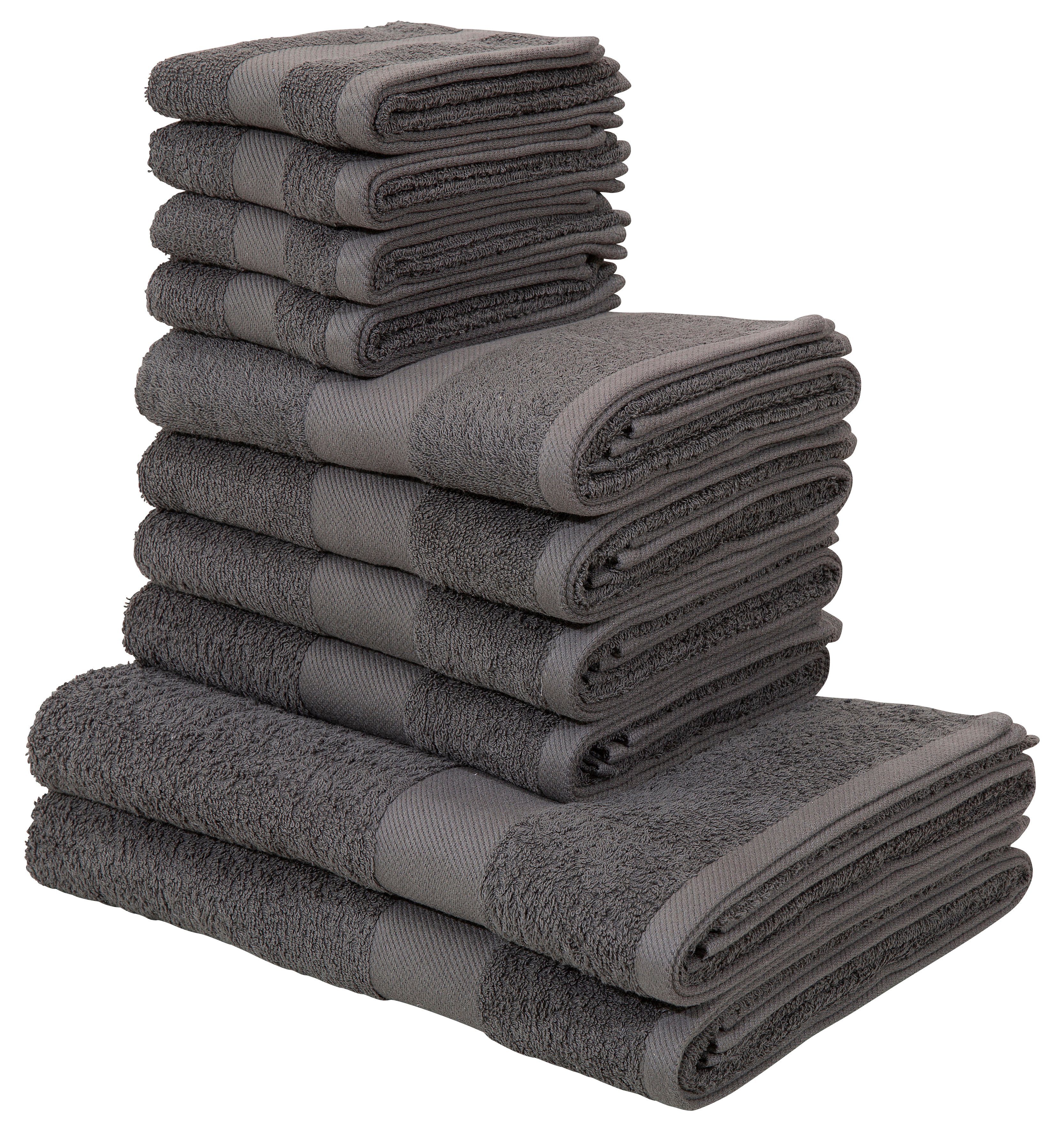 my home handdoekenset melli handdoekenset in stijlvolle kleuren, 100% katoenen handdoeken (set, 10-delig) grijs