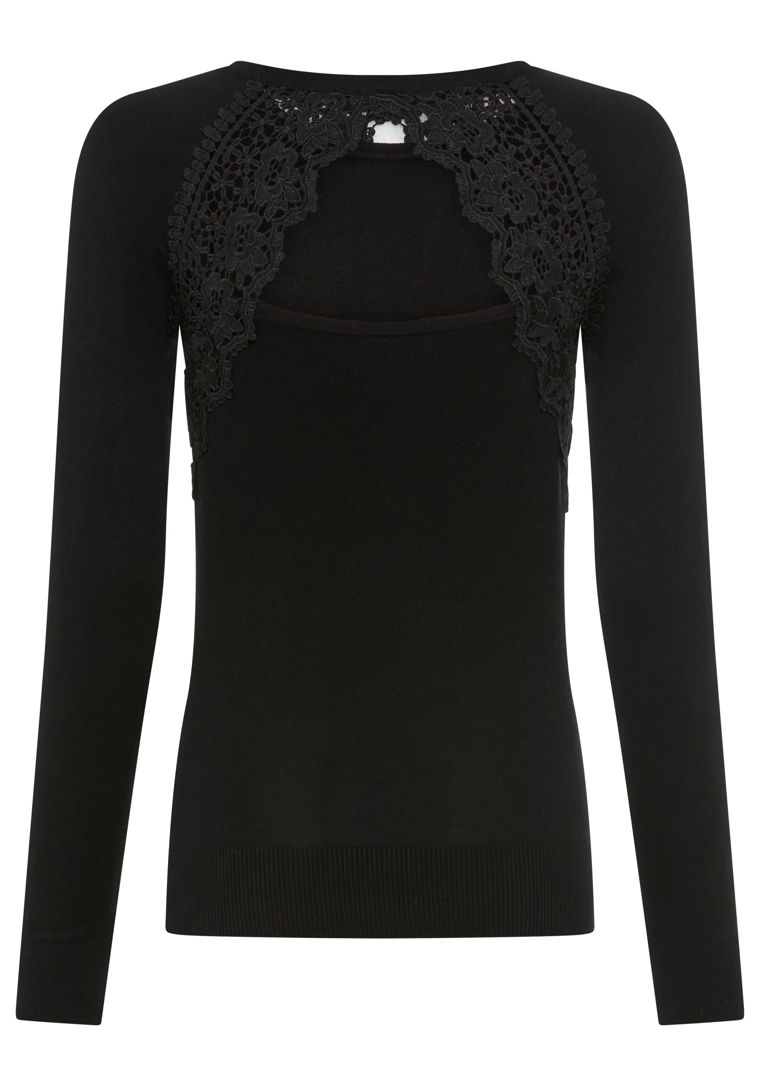 Laura Scott Gebreide trui Fijn gebreide trui met Cut Out en kantdetail - NIEUWE COLLECTIE