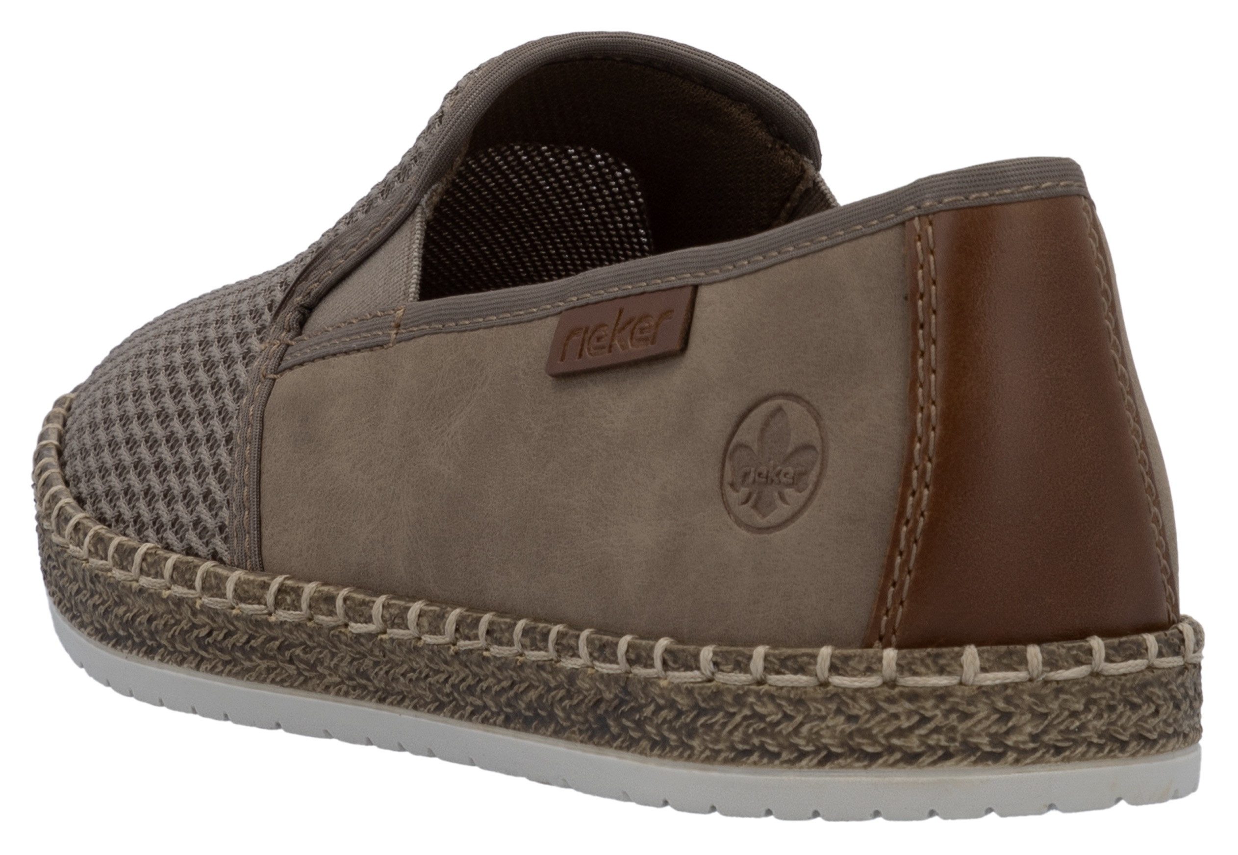 Rieker Espadrilles Slipper, strand schoen, zomerschoen met stretchinzetten