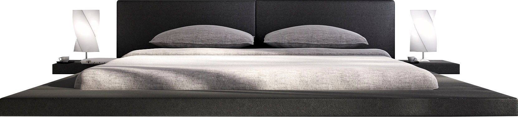 SalesFever Gestoffeerd bed Design bed in een moderne look, lounge bed inclusief nachtkastje bedden zwart