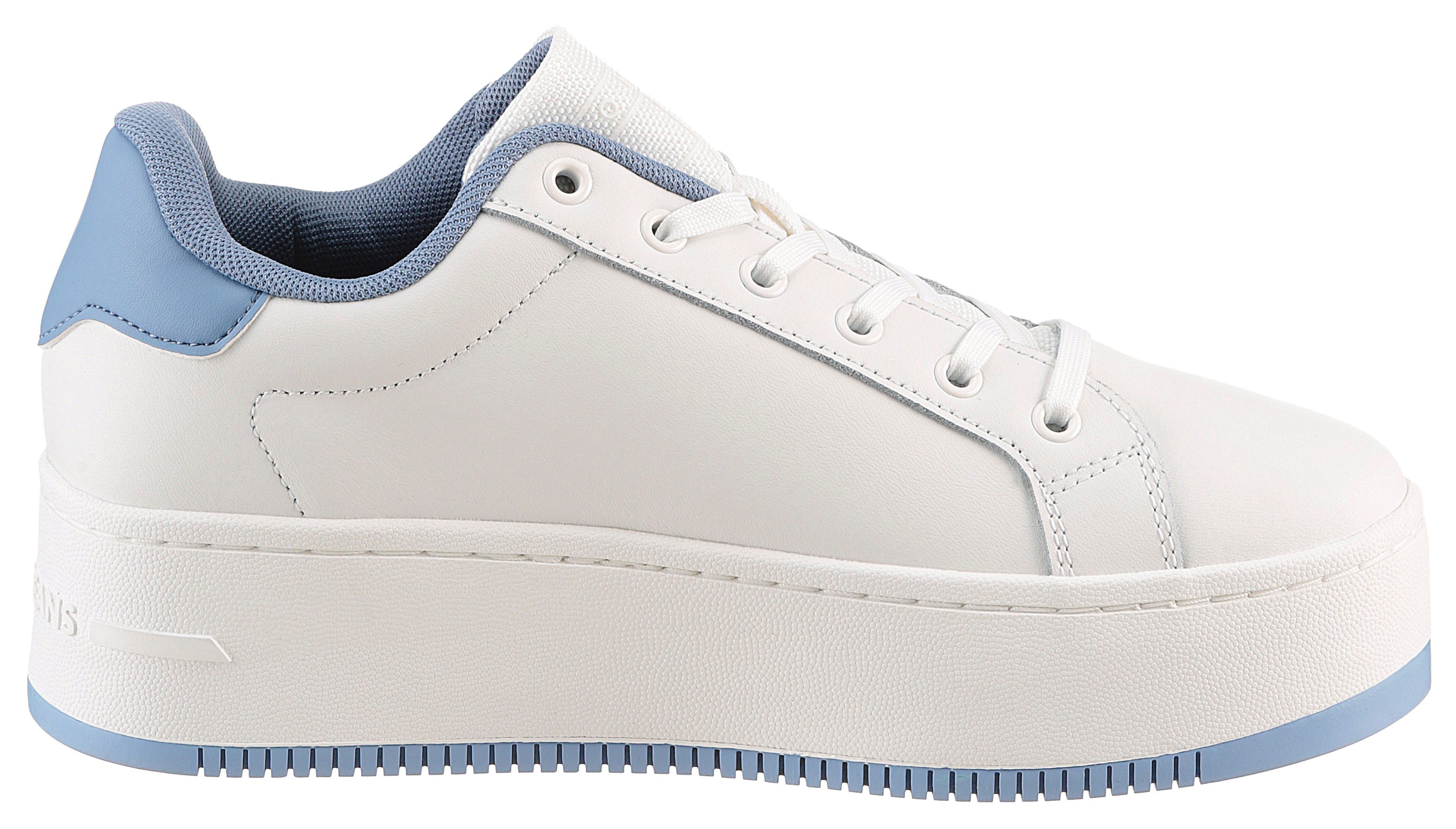 TOMMY JEANS Plateausneakers TJW FLATFORM ESS vrijetijdsschoen halve schoen veterschoen met gepolsterde schacht