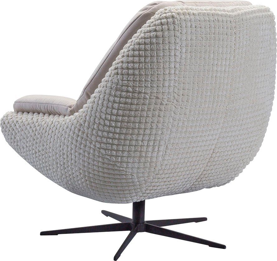 exxpo - sofa fashion Draaibare fauteuil Dim, loungestoel in materiaalmix, design en comfort, solitair meubel Comfortabel gestoffeerde draaifauteuil met elegante metalen stervormige voet