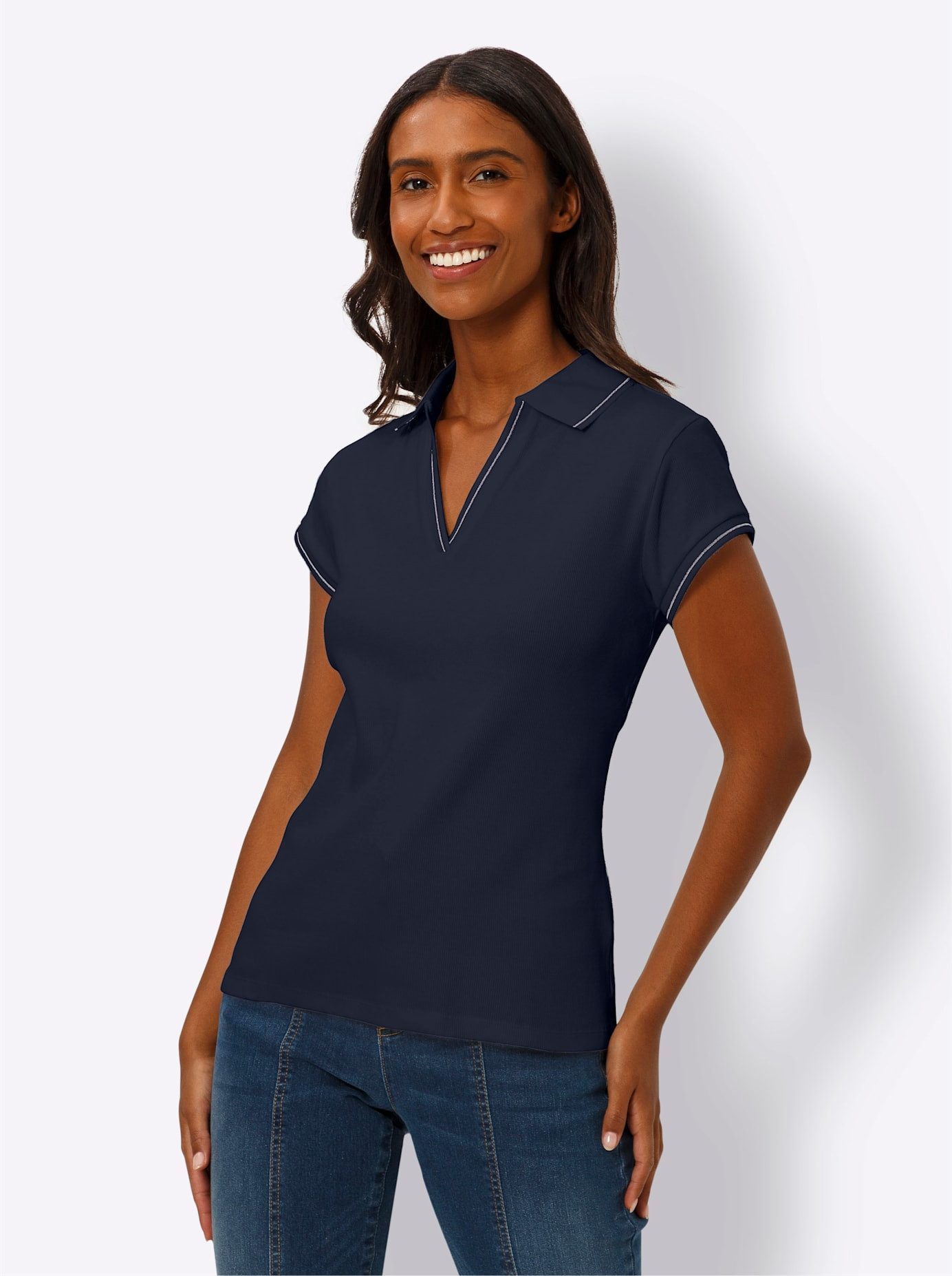 heine Shirt met korte mouwen Poloshirt (1-delig) dames t-shirts maat 42 blauw