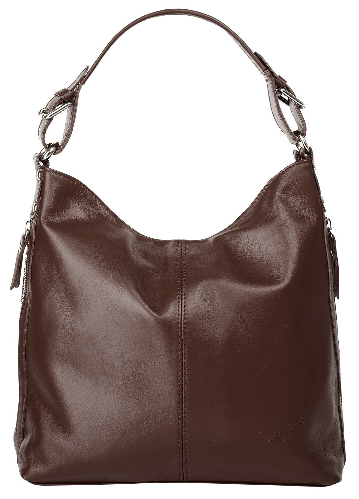 Samantha Look Tas echt leer, made in italy dames tassen bruin
