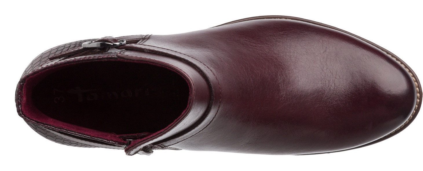 Tamaris Laarsjes blokhak, business schoen, laarzen met decoratieve gesp en logo-embossing