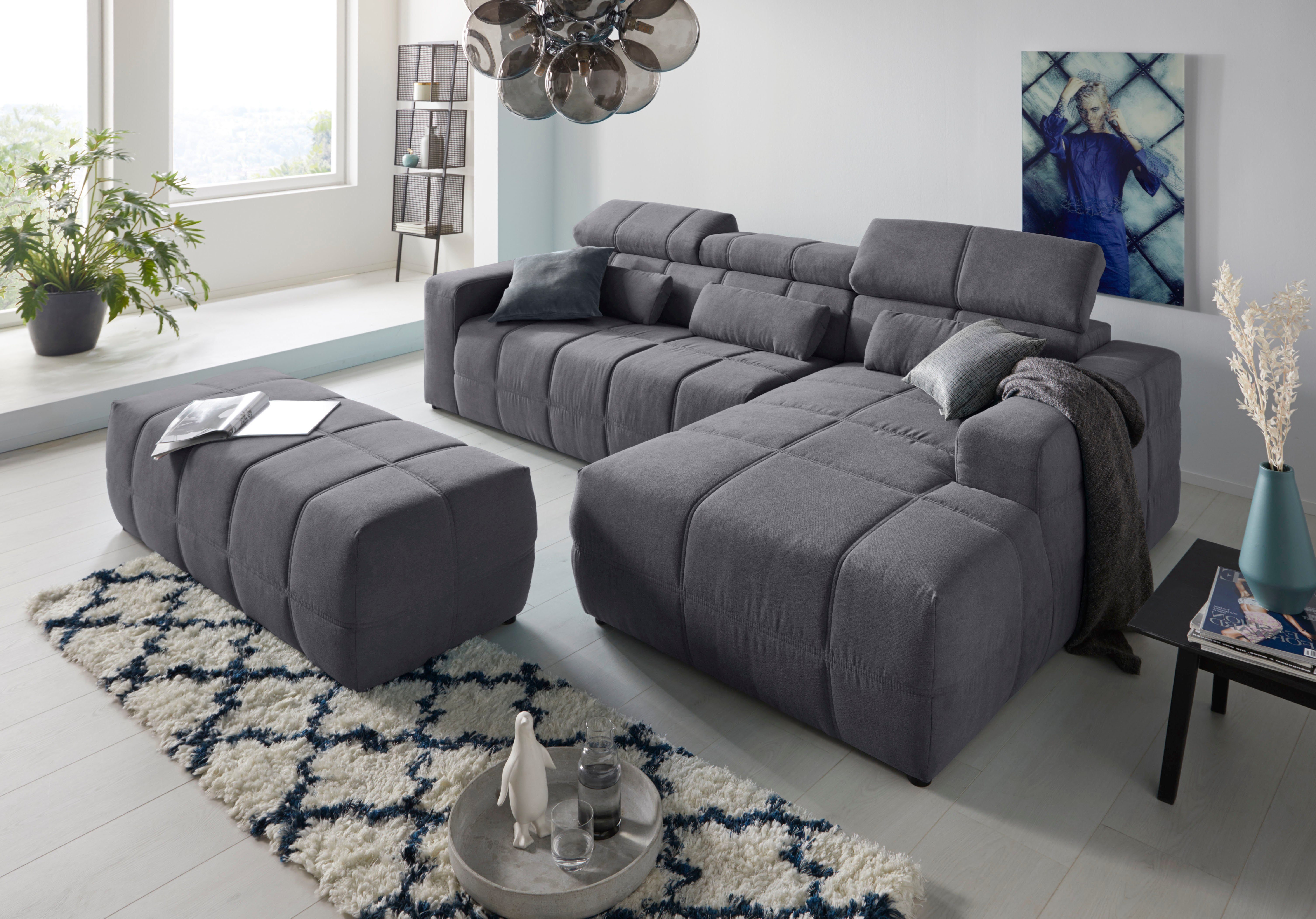 DOMO collection Hoekbank Brandon B/D/H: 289/177/80 cm, keuze met zitdiepteverstelling, L-vorm