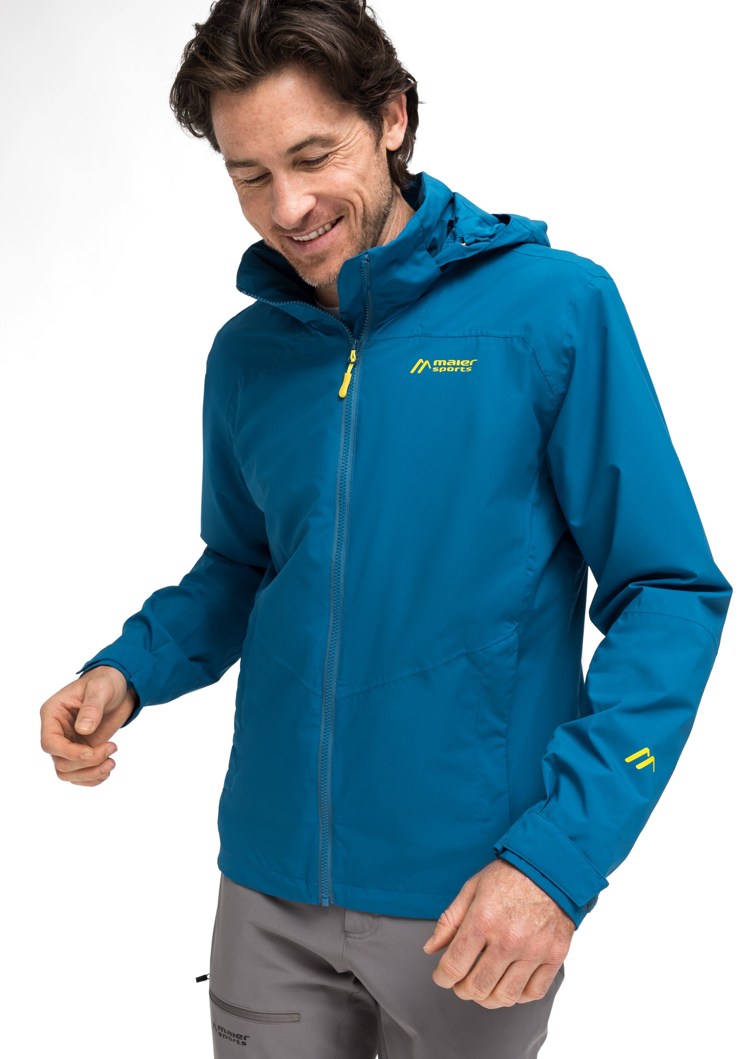 Maier Sports Outdoorjack Metor rec M Heren regenjack, waterdicht met capuchon, 2 zakken aan de buitenkant, binnenzak