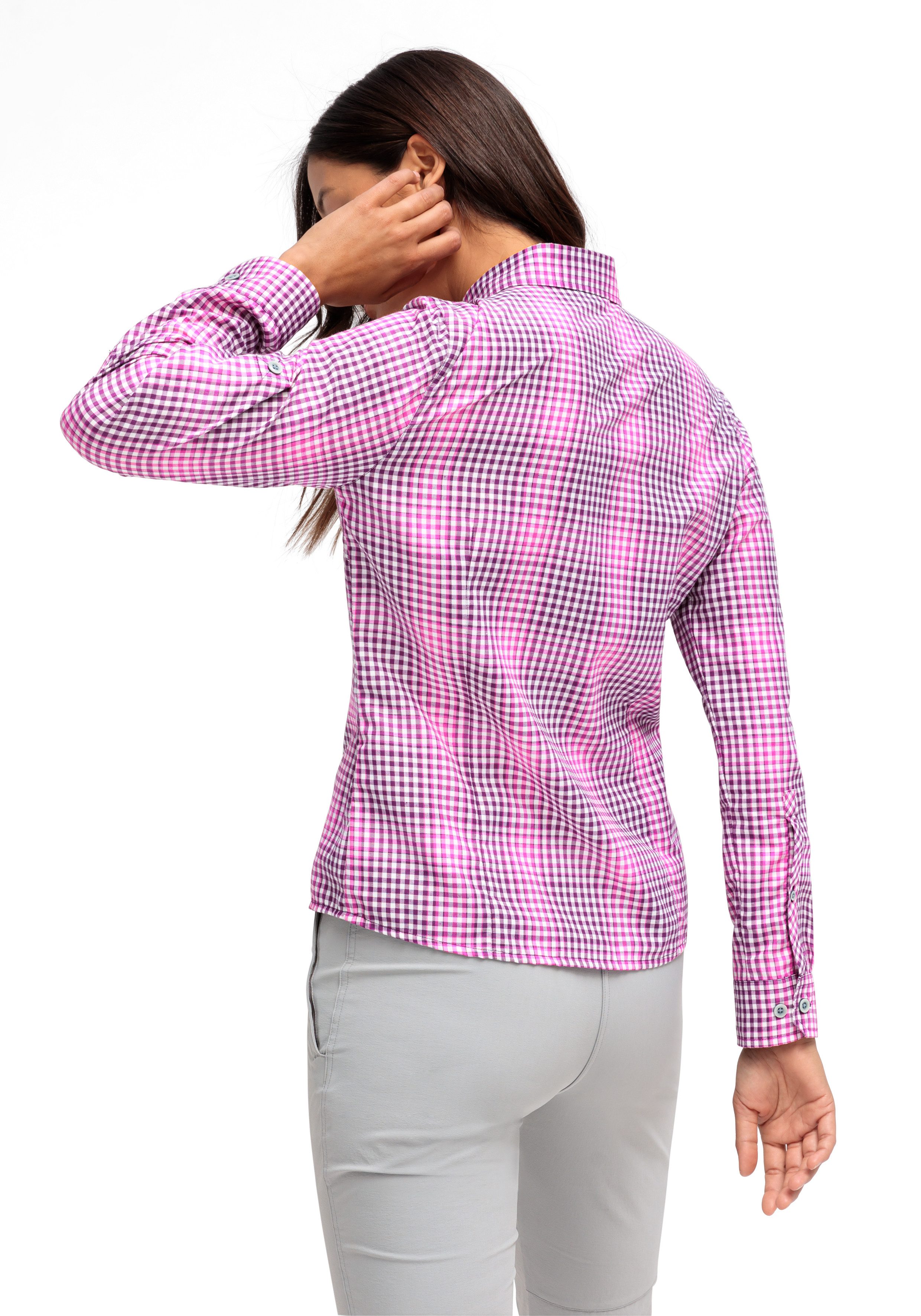 Maier Sports Functionele blouse NANNI Dames blouse, lange mouwen geruite blouse voor buiten en vrije tijd