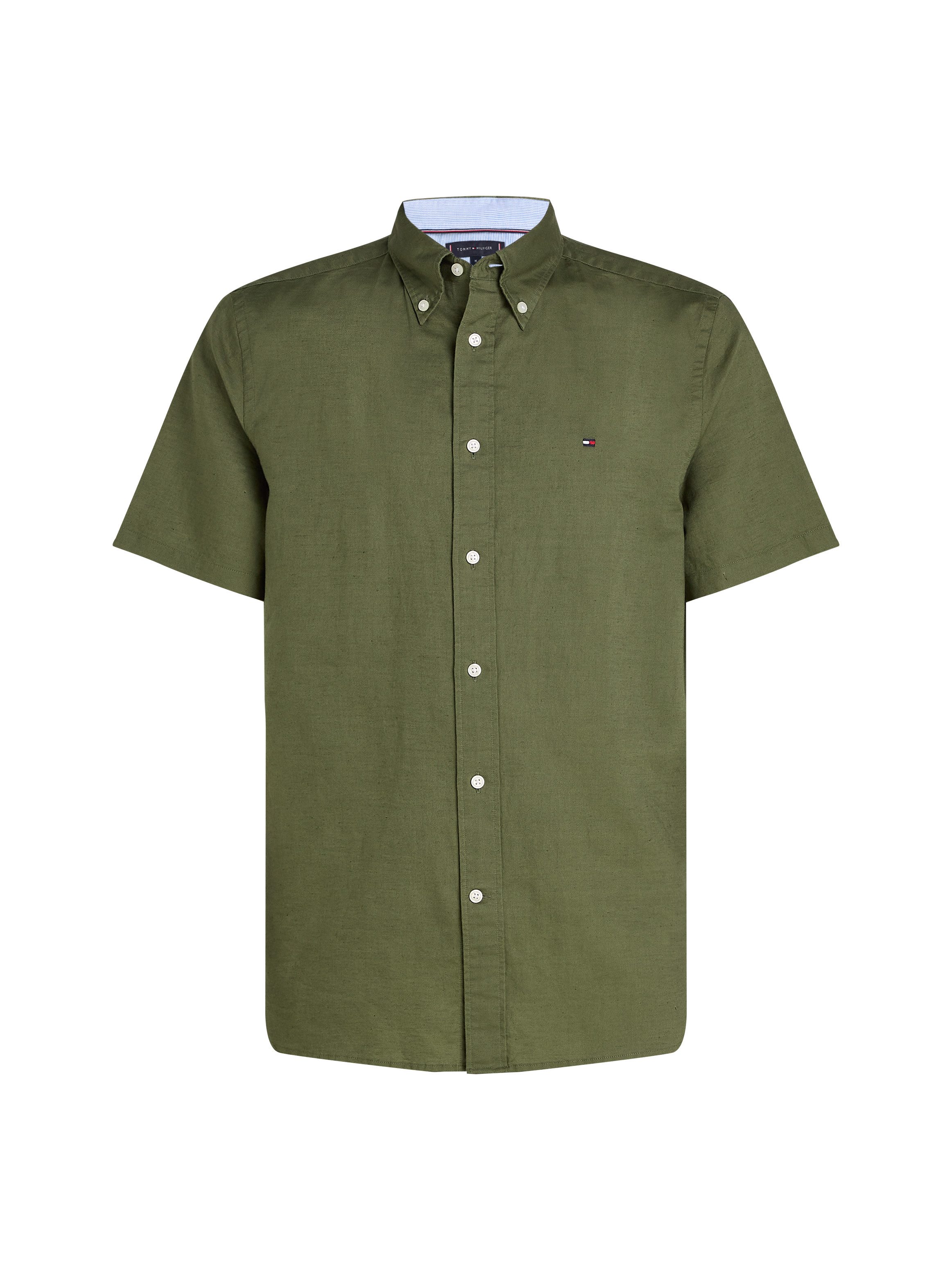 Tommy Hilfiger Overhemd met korte mouwen LINEN BLEND SOLID SS RF SHIRT