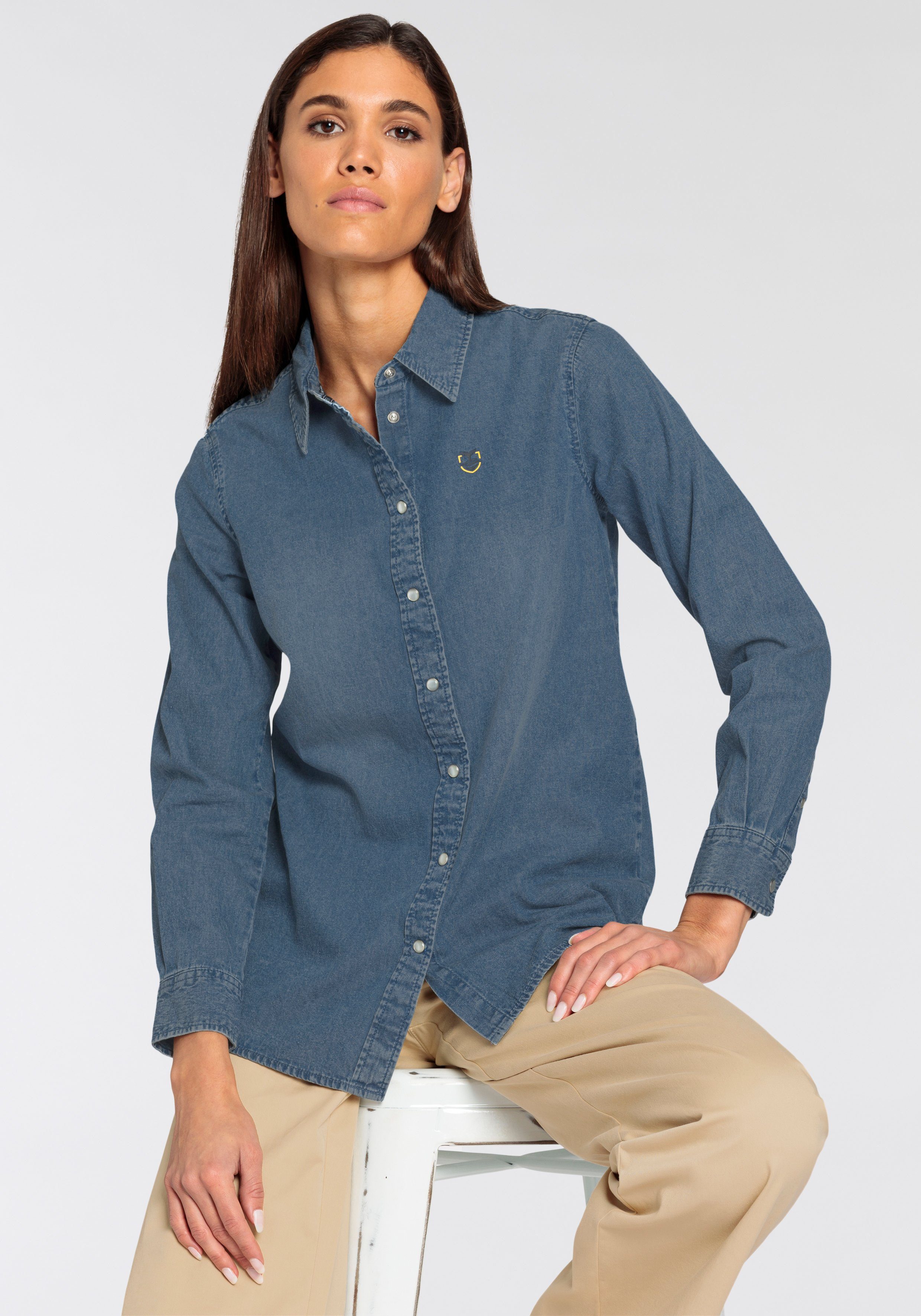 DELMAO Jeans blouse in klassieke stijl