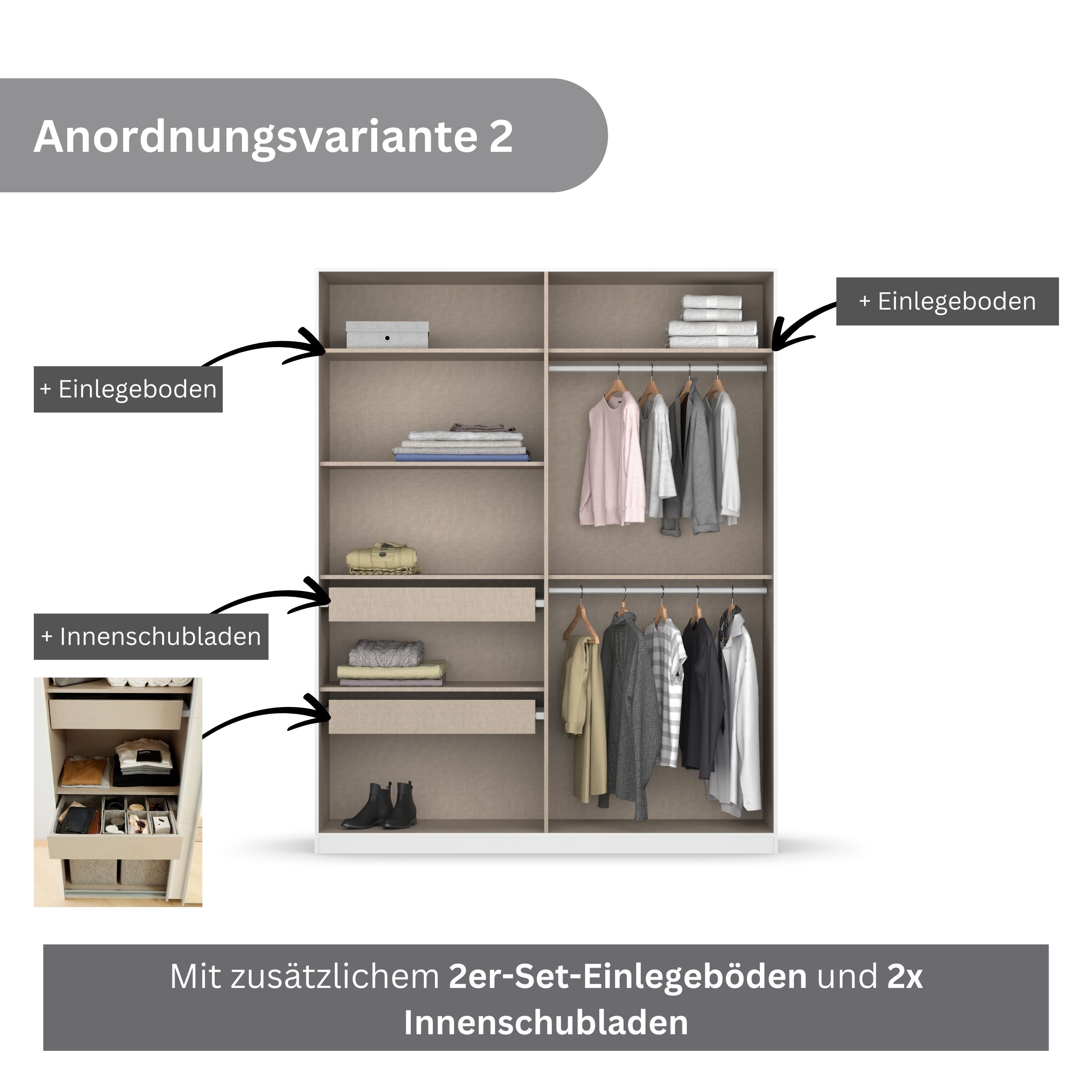 rauch Draaideurkast Kledingkast kast garderobe KOLUNA met decor-front inclusief 2 binnenladen en extra legplanken made in germany
