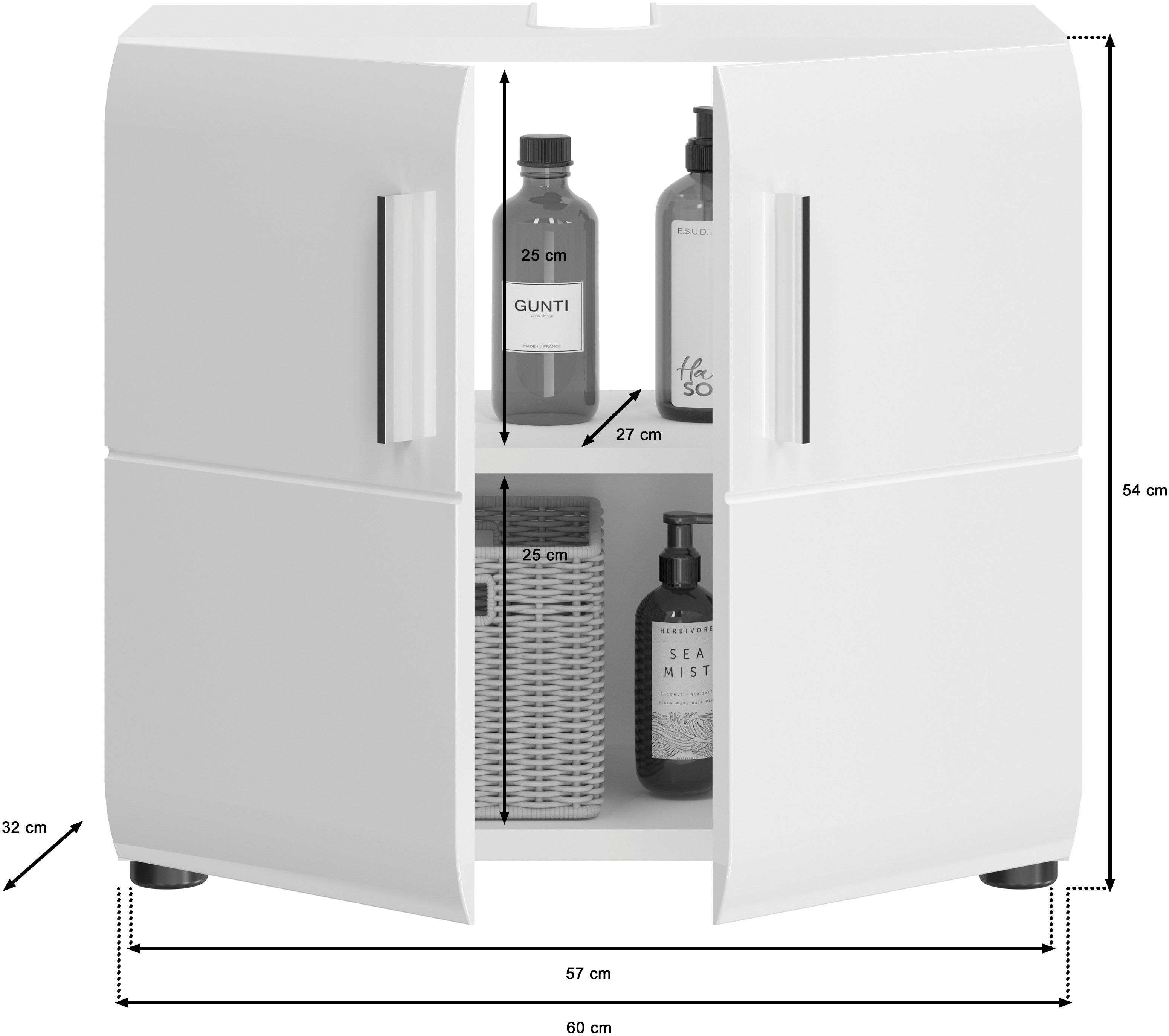INOSIGN Wastafelonderkast FLORENZ, TOPSELLER!, Breedte 60 cm, 1 legplank, 2 vakken