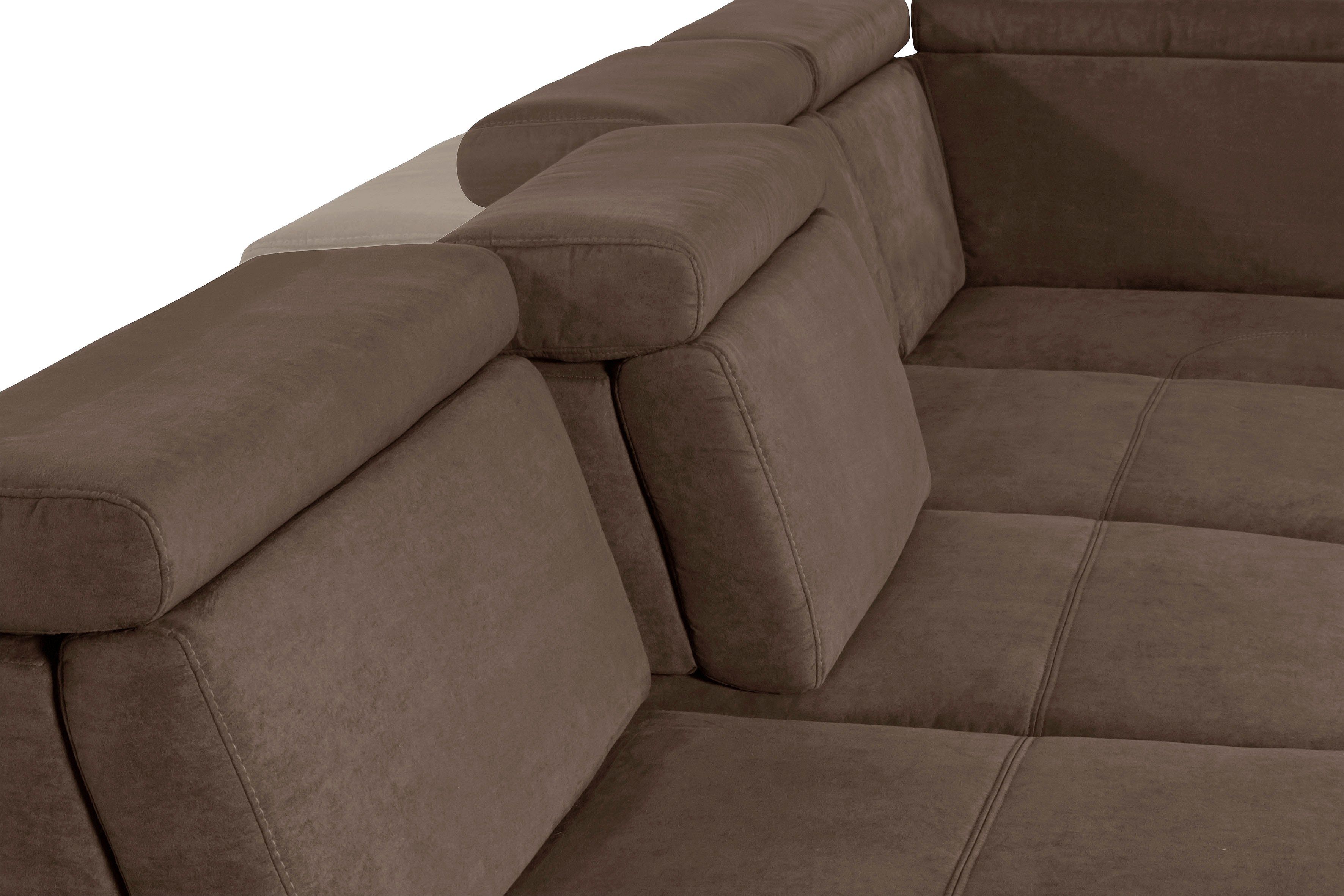 sit&more Zithoek Gizeh U-vorm 15 cm poothoogte, inclusief zitdiepteverstelling en verstelbare hoofdsteun