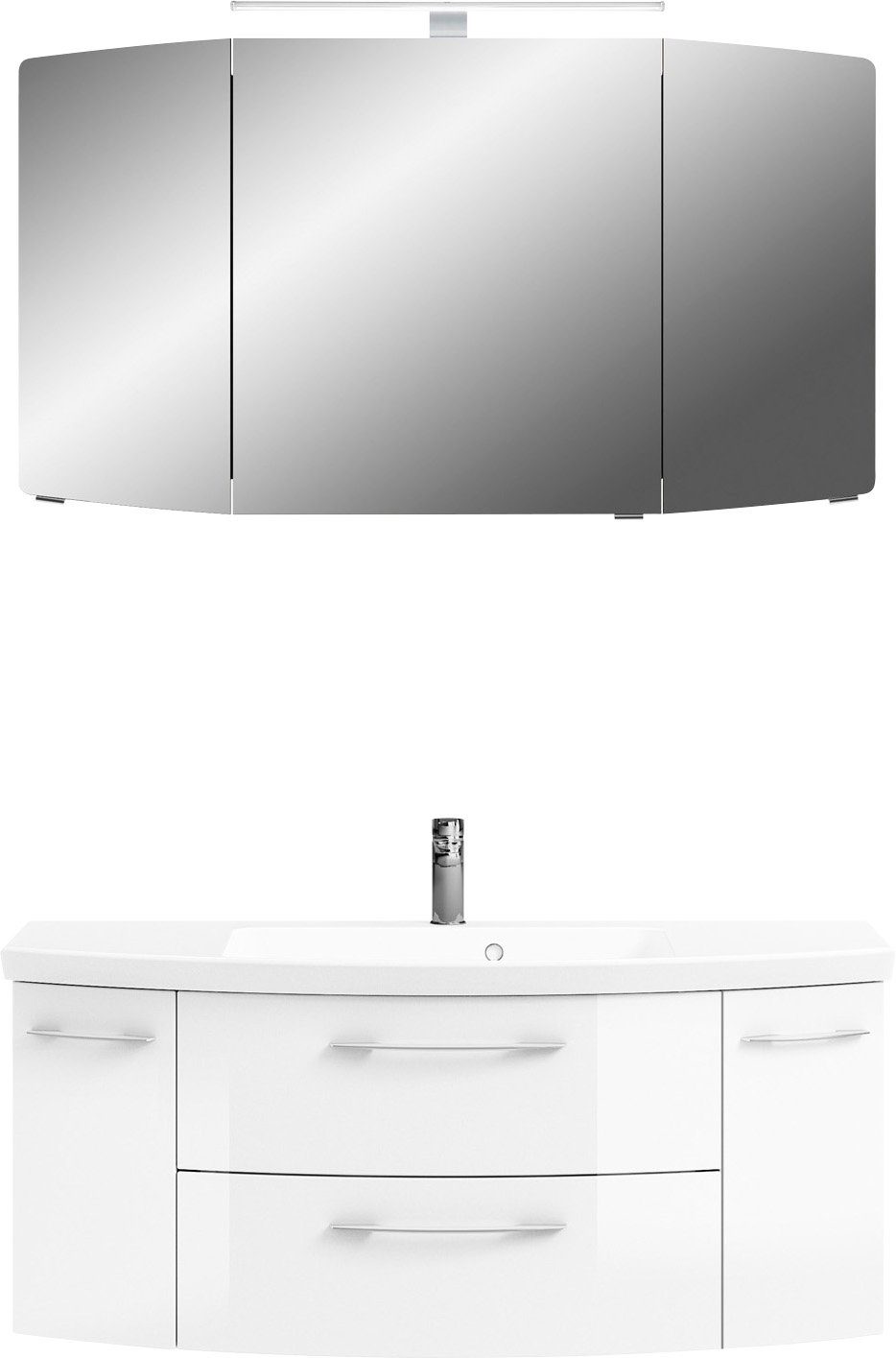 Saphir Badkamerserie Cassca sprint 2-delig mineraalmarmeren wastafel met led-spiegelkast (2-delig)