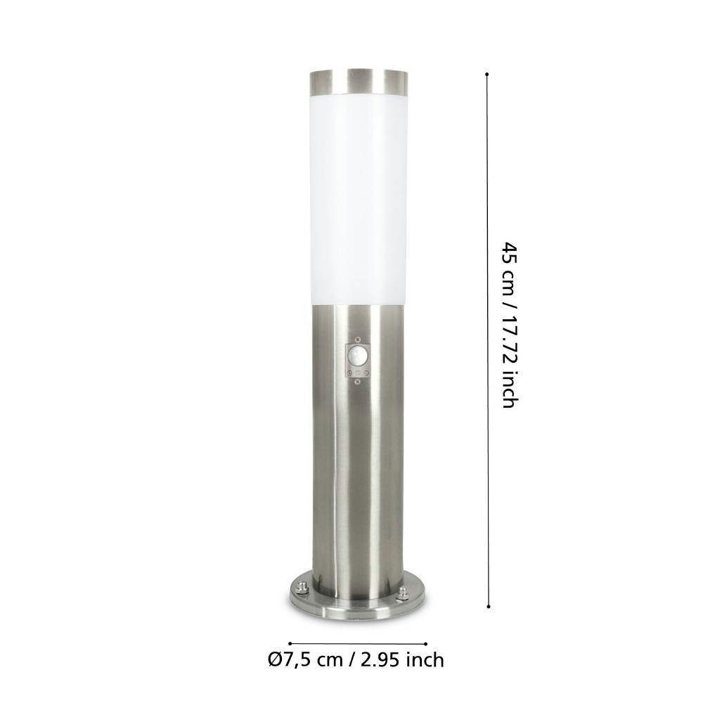 EGLO Sokkellamp HELSINKI LED padlamp, buitenverlichting, bewegingssensor, IP44, roestvrij staal (1 stuk)