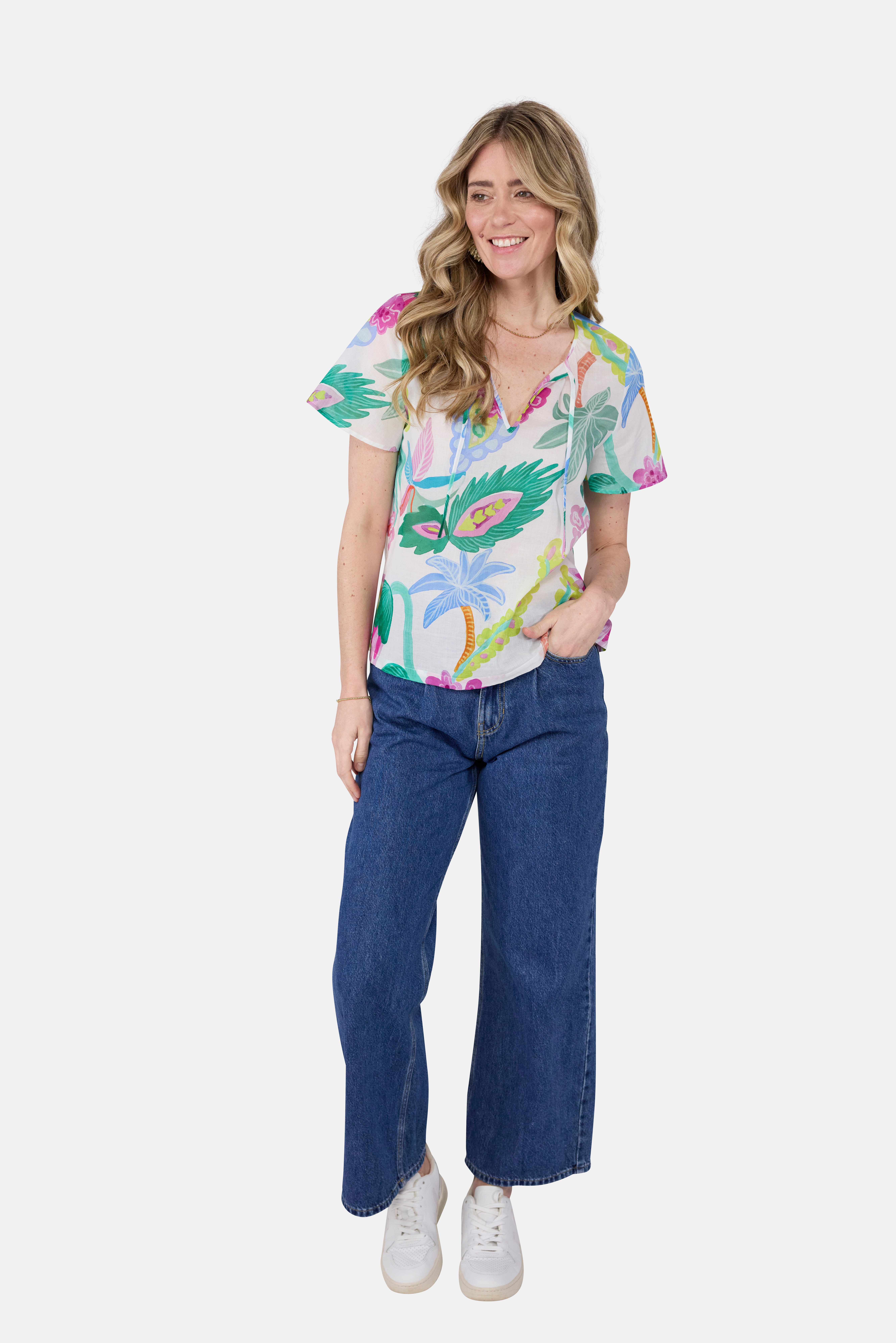 Lieblingsstück Blouse zonder sluiting met tropical-print