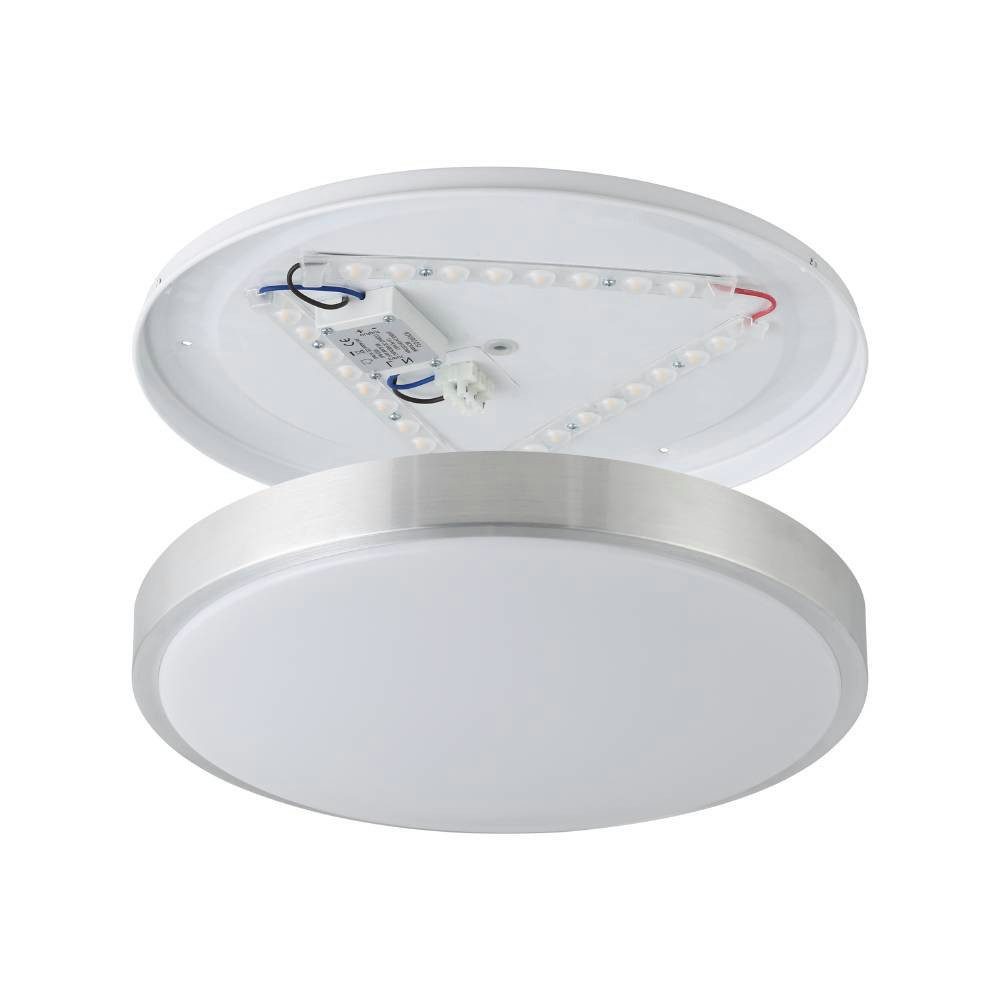 EGLO Plafondlamp COMPETA 1 plafondlamp, wit, nikkel-mat, rond, woonkamerlamp Plafondlamp, plafondlamp, lamp kleur: zilverkleur, wit, L: 34 cm (1 stuk)