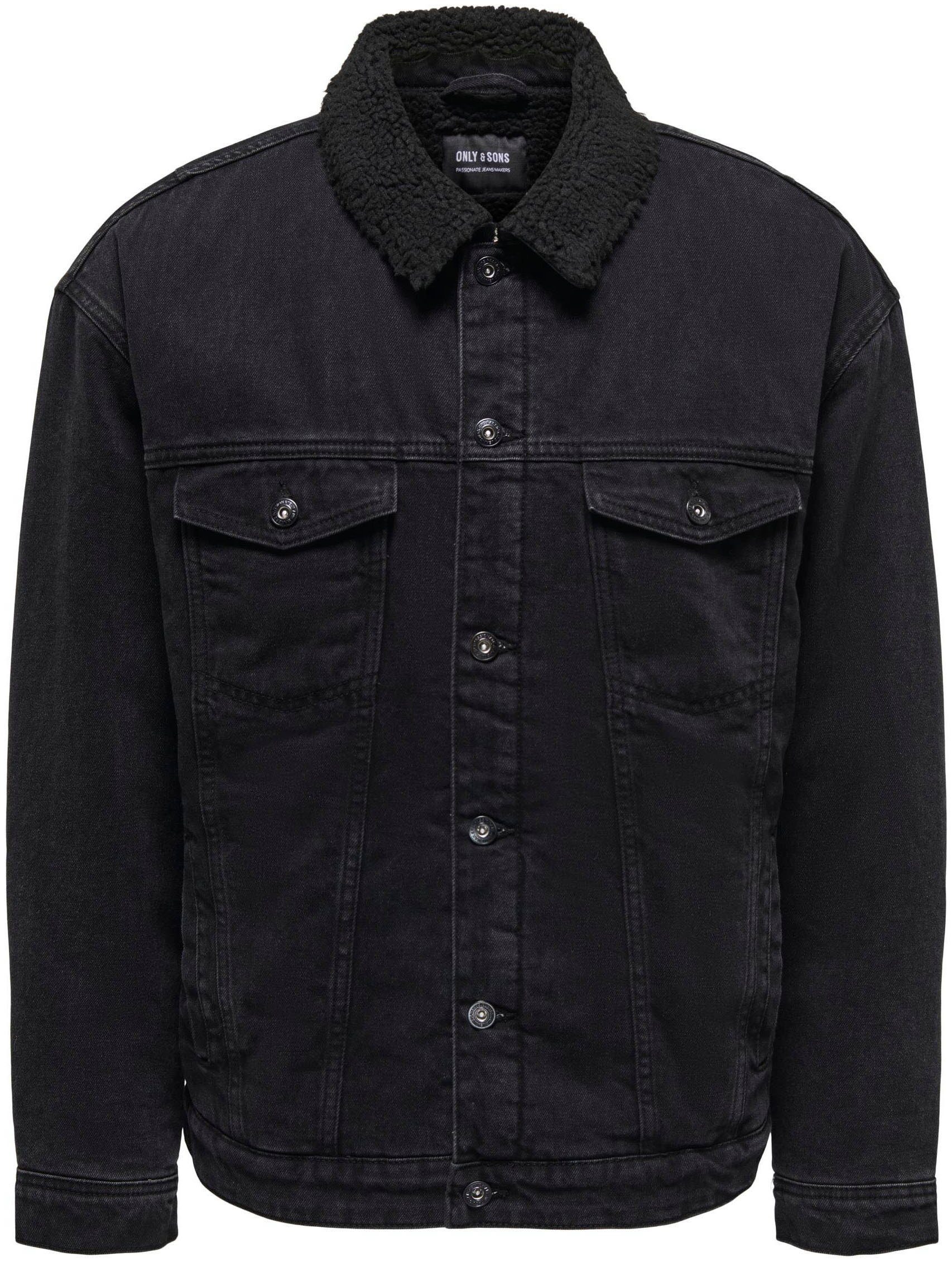 ONLY & SONS Jeansjack ONSRICK OVZ BLACK 6942 TEDDY DNM JACKET