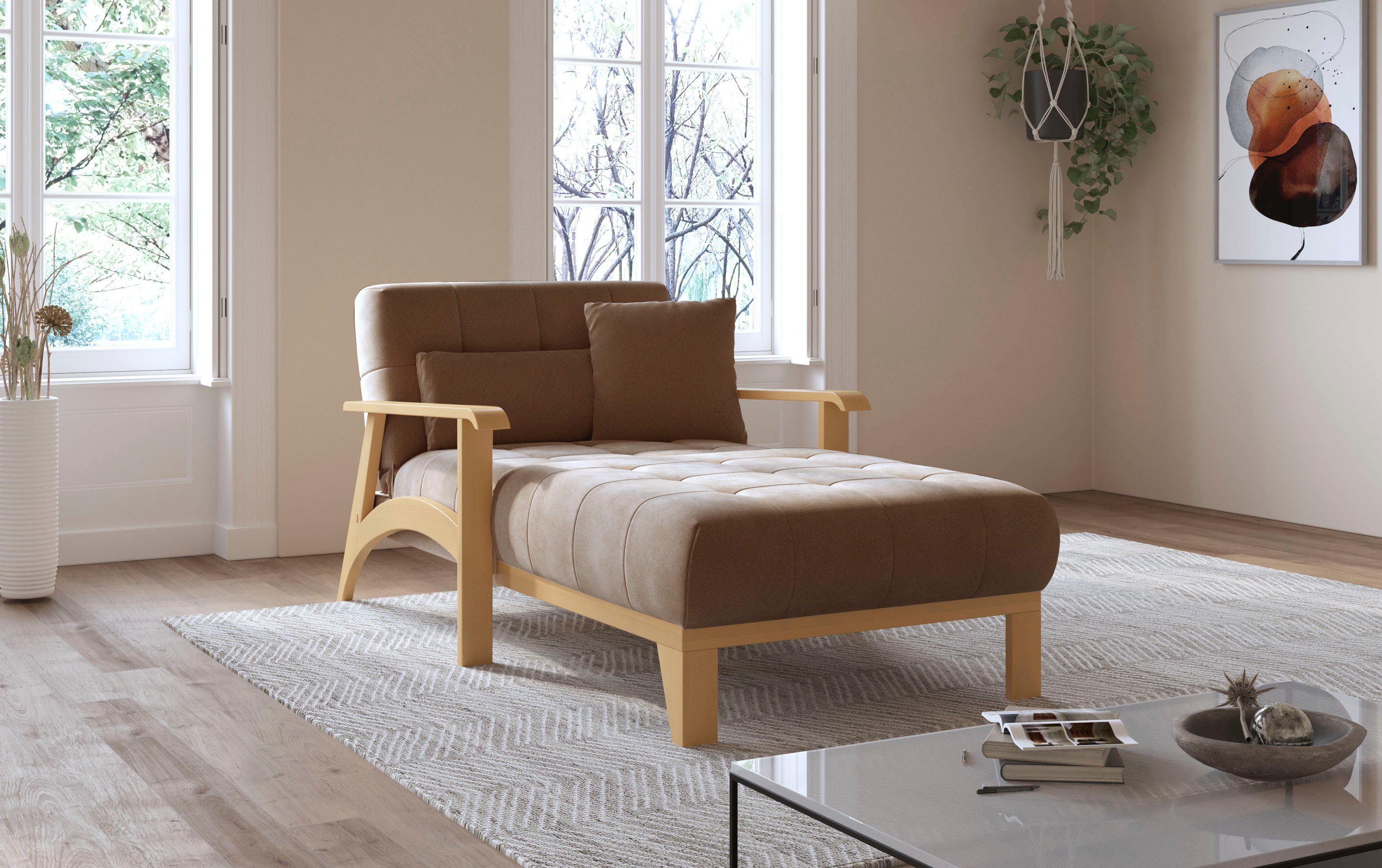 sit&more Récamier Billund Armleuningen van eikenkleurig beukenhout, verschillende bekledingen en kleuren