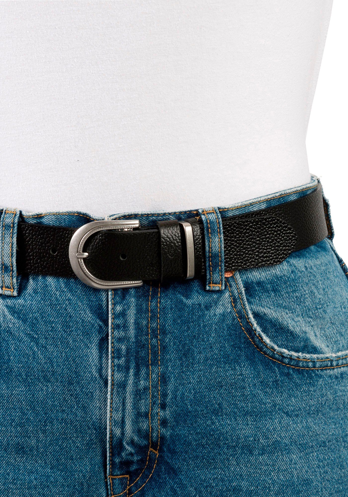 Tom Tailor Leren riem TTSANDRA 3,5 cm brede damesriem, genarbde oppervlakte, gesp zilverkleurig