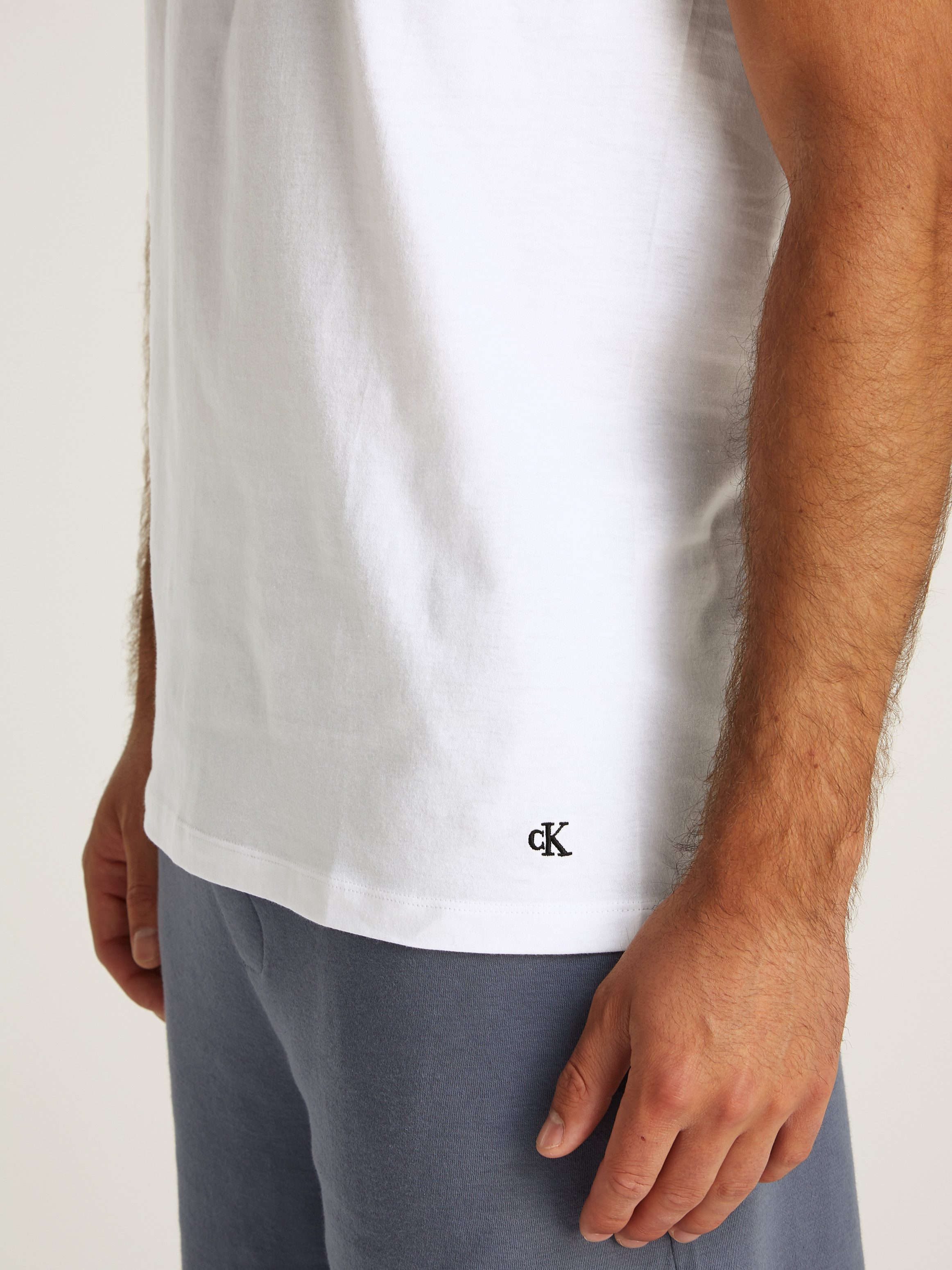 Calvin Klein T-shirt S/S CREW NECK 3PK met geborduurd logo (3-delig, Set van 3)