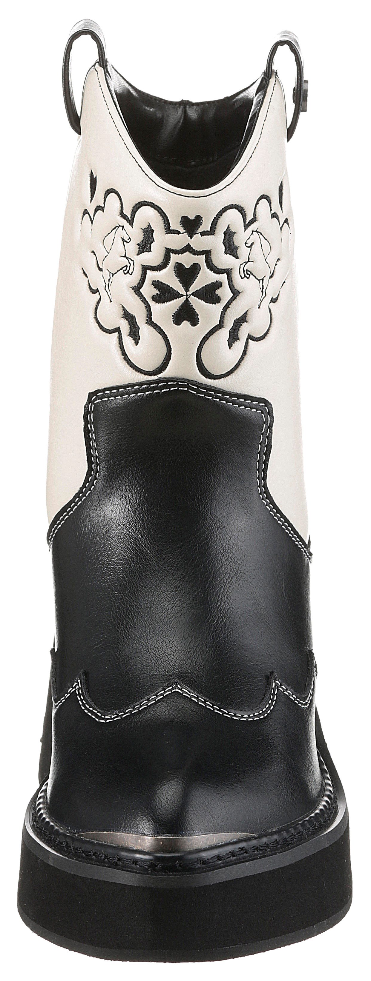 Buffalo Cowboylaarsjes BULL BOOT VEGAN western-enkellaars, cowboylaarzen, instaplaarzen, met borduursel