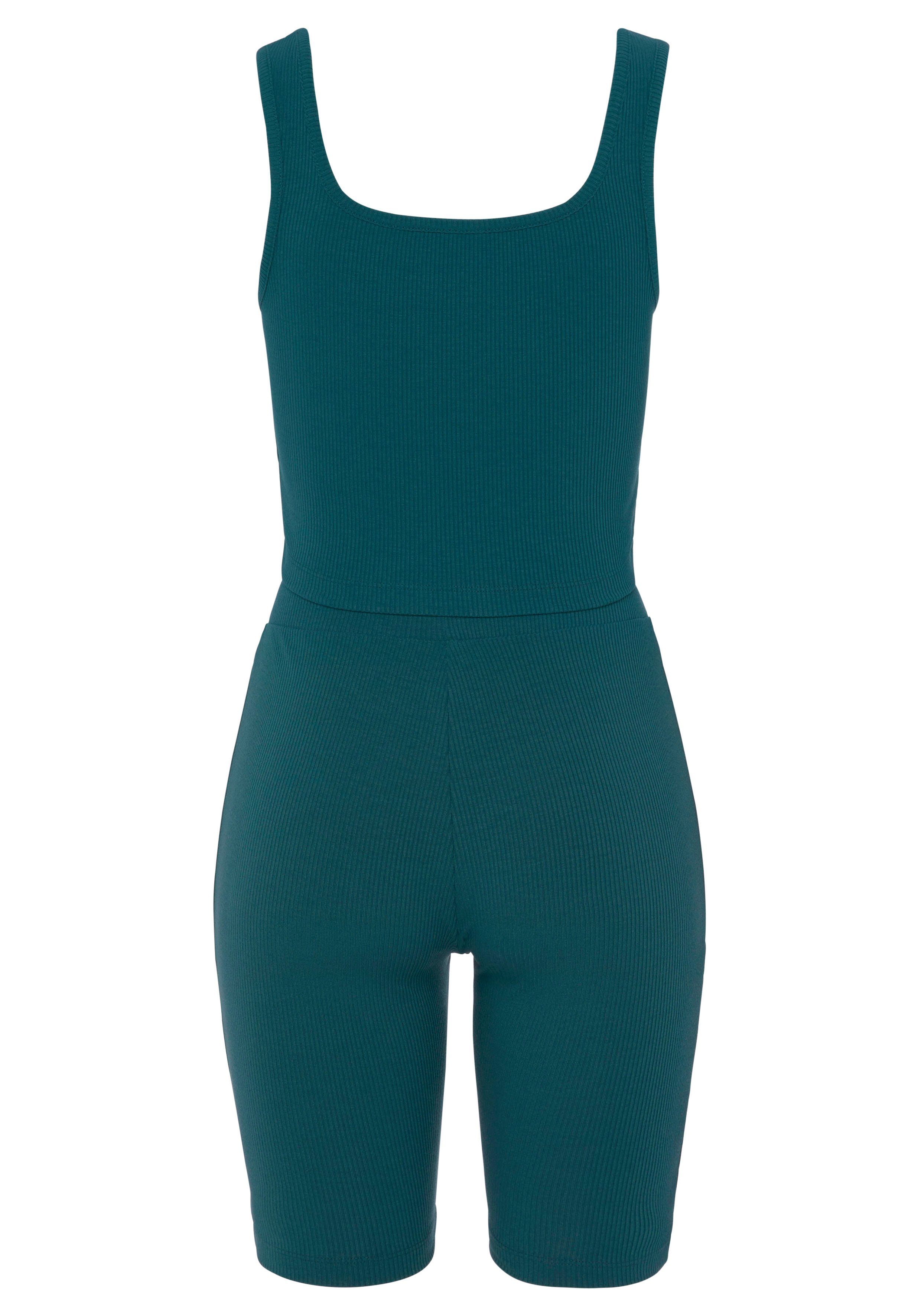 Lascana Shortama bestaat uit top en shorts van ribmateriaal, homewear-set