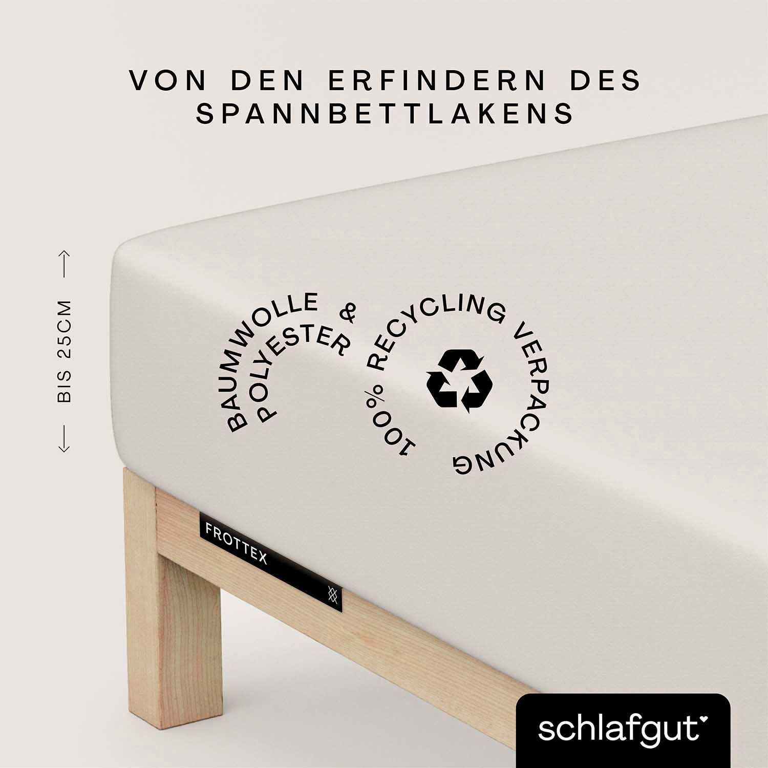 Schlafgut Hoeslaken Frottex 100% frotté (1 stuk) hoeslakens maat 140-160 cm x 200 cm beige