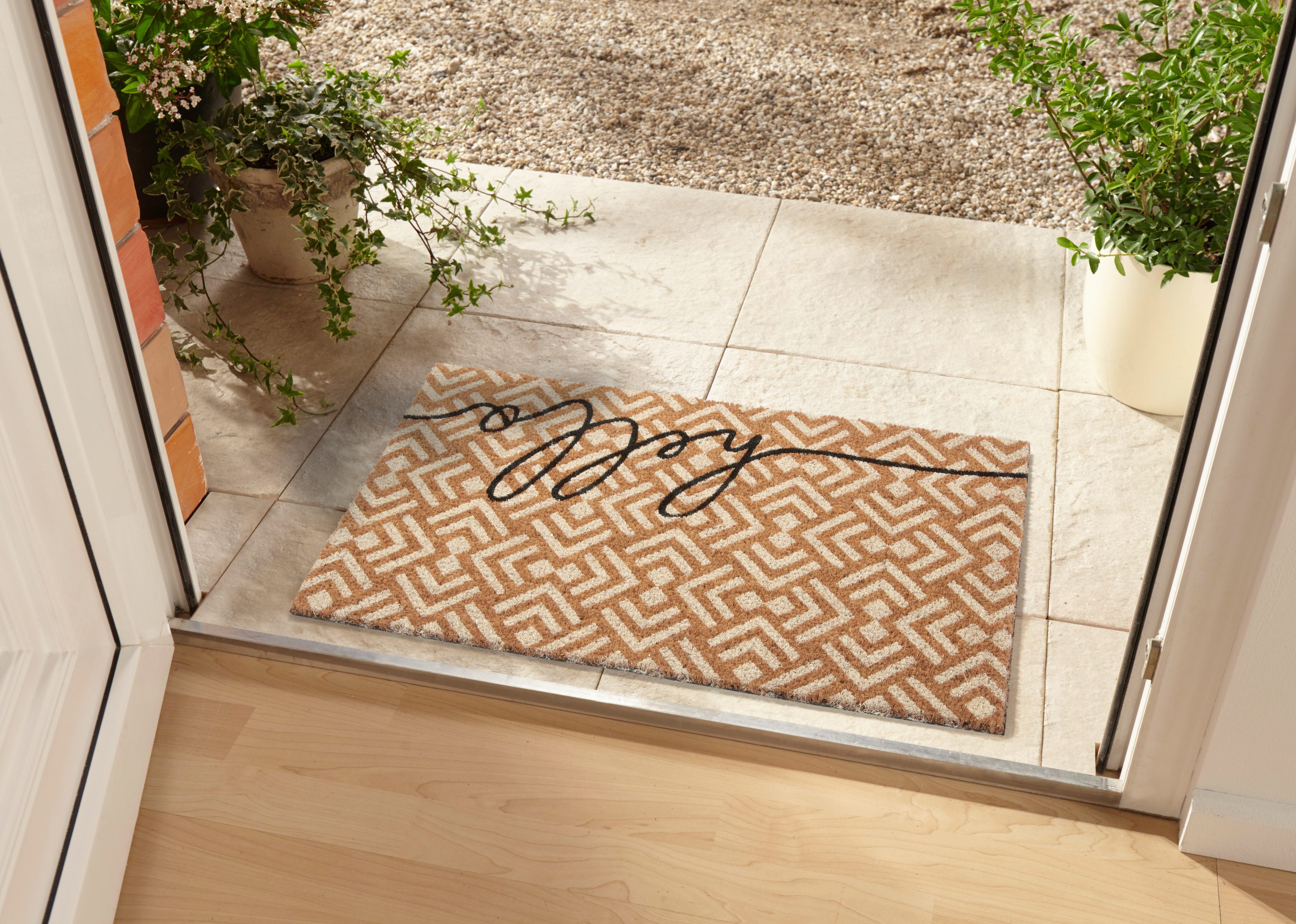 HANSE Home Mat Mix Mats Kokos Hello Geometric, deurmat Kokos, vuilopvangmat, outdoor, antislip, binnen, kokosmat, gang