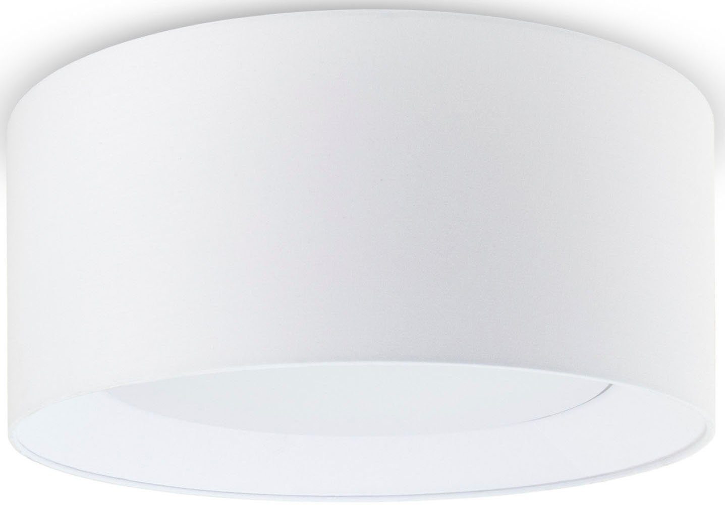 Paco Home Plafondlamp Om Rond kantoor textielkap 3 x E27 modern gesloten uni
