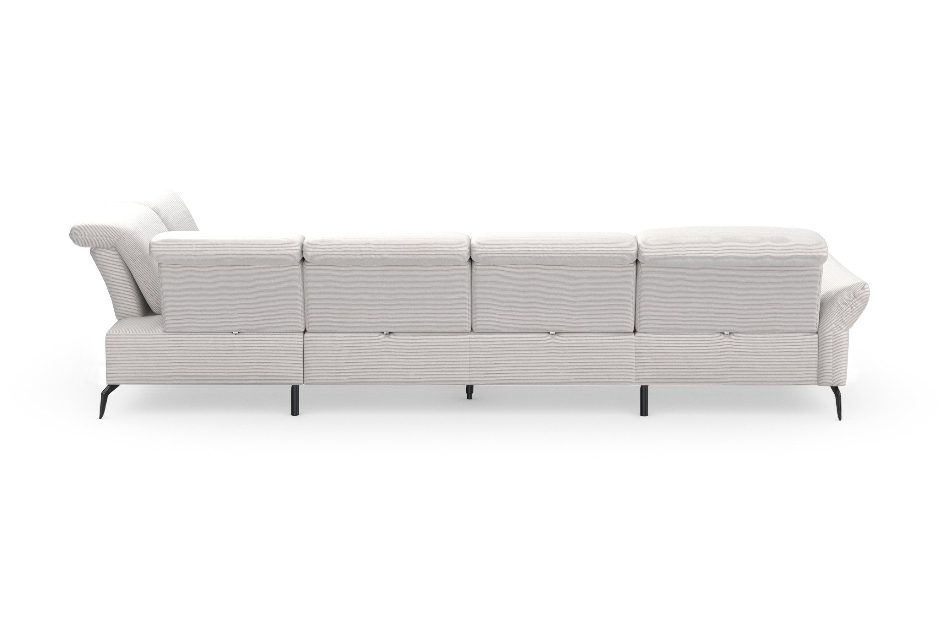 INOSIGN Zithoek Coco U-vorm Verstelbare zitdiepte, armleuning en hoofdeind, cordbekleding, poothoogte 15 cm