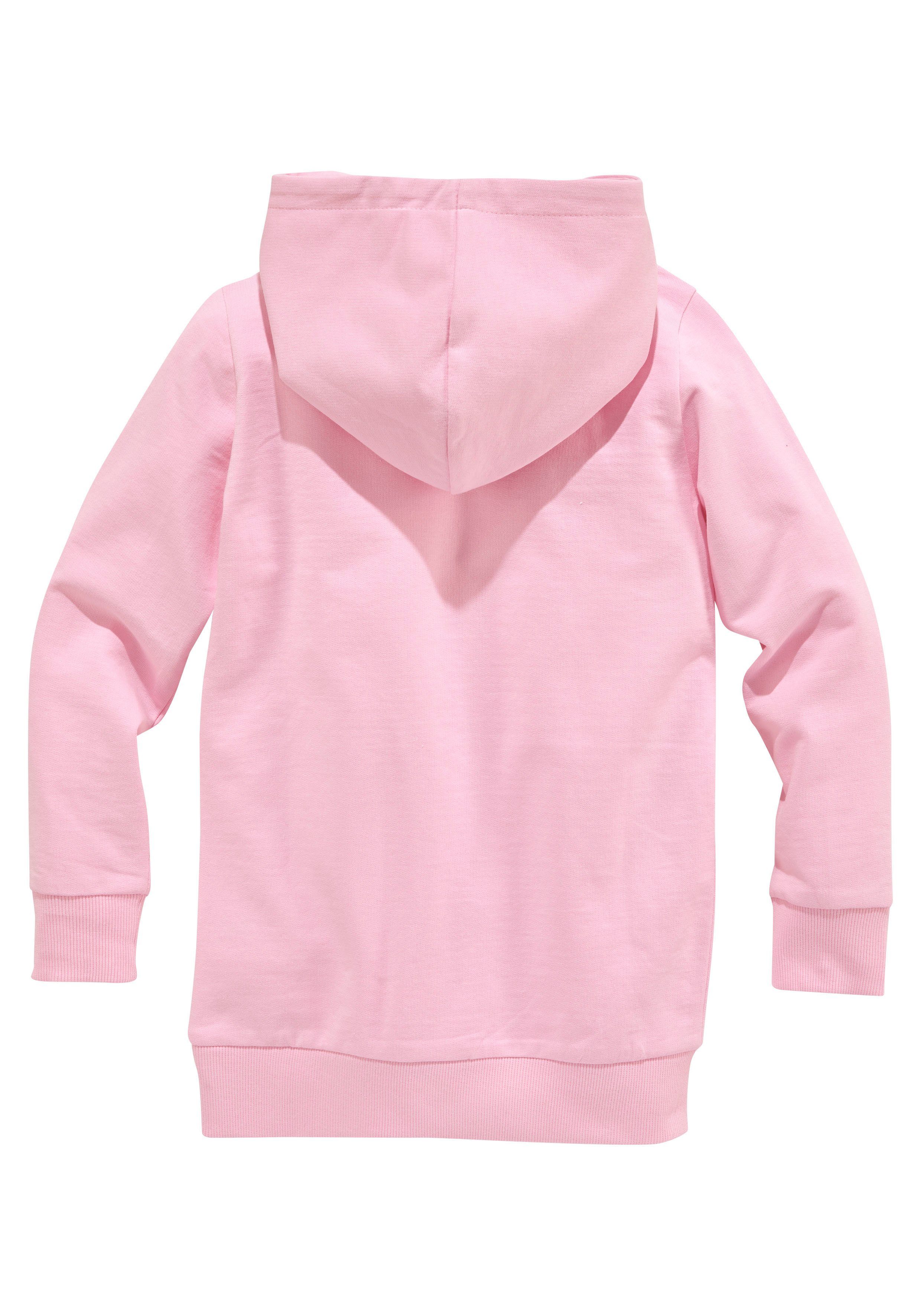 KIDSWORLD Hoodie Long sweatshirt with cute unicorn Lange mouwen, basic pasvorm, bedrukt, met capuchon, van katoen