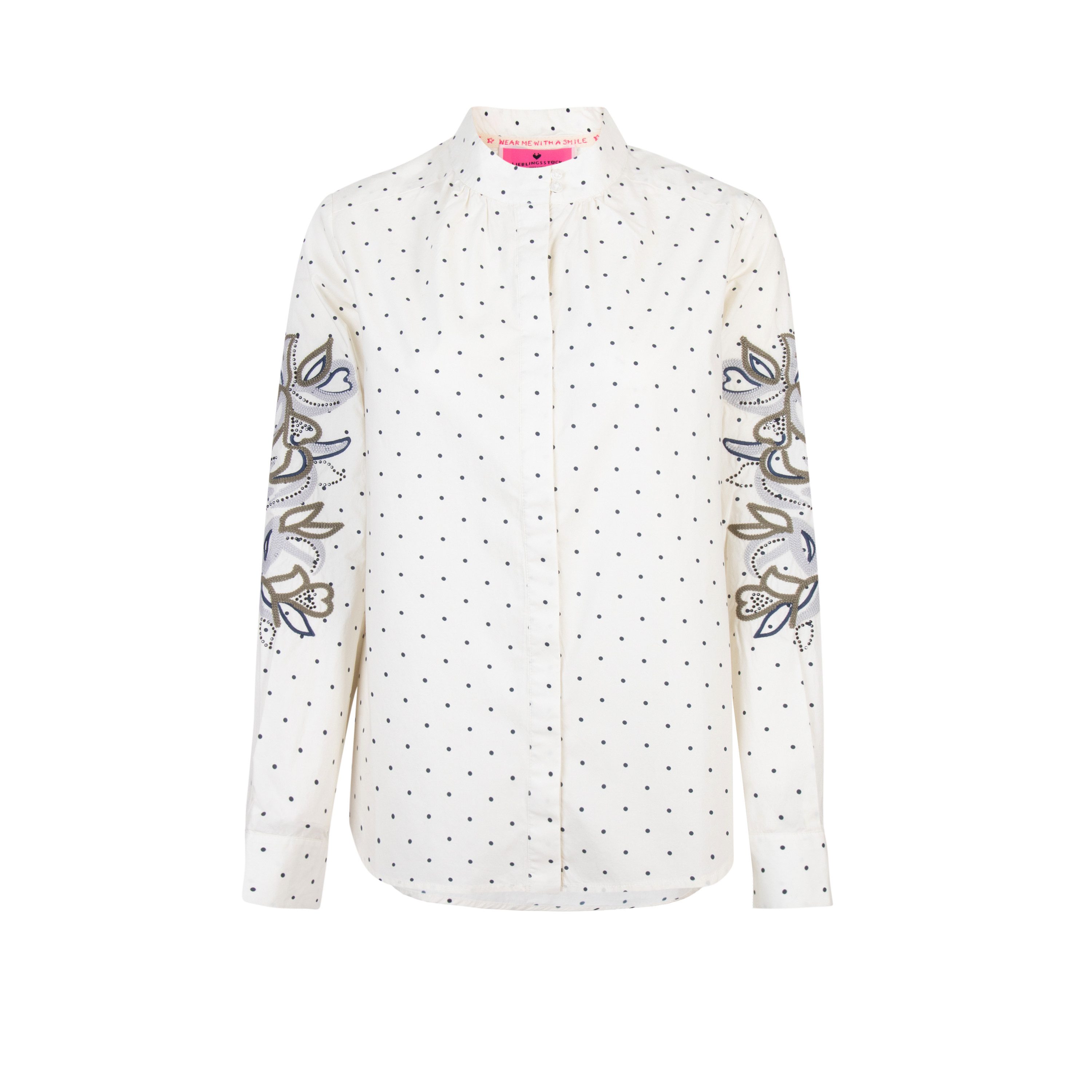 Lieblingsstück Blouse zonder sluiting RymL met borduursel op de mouw