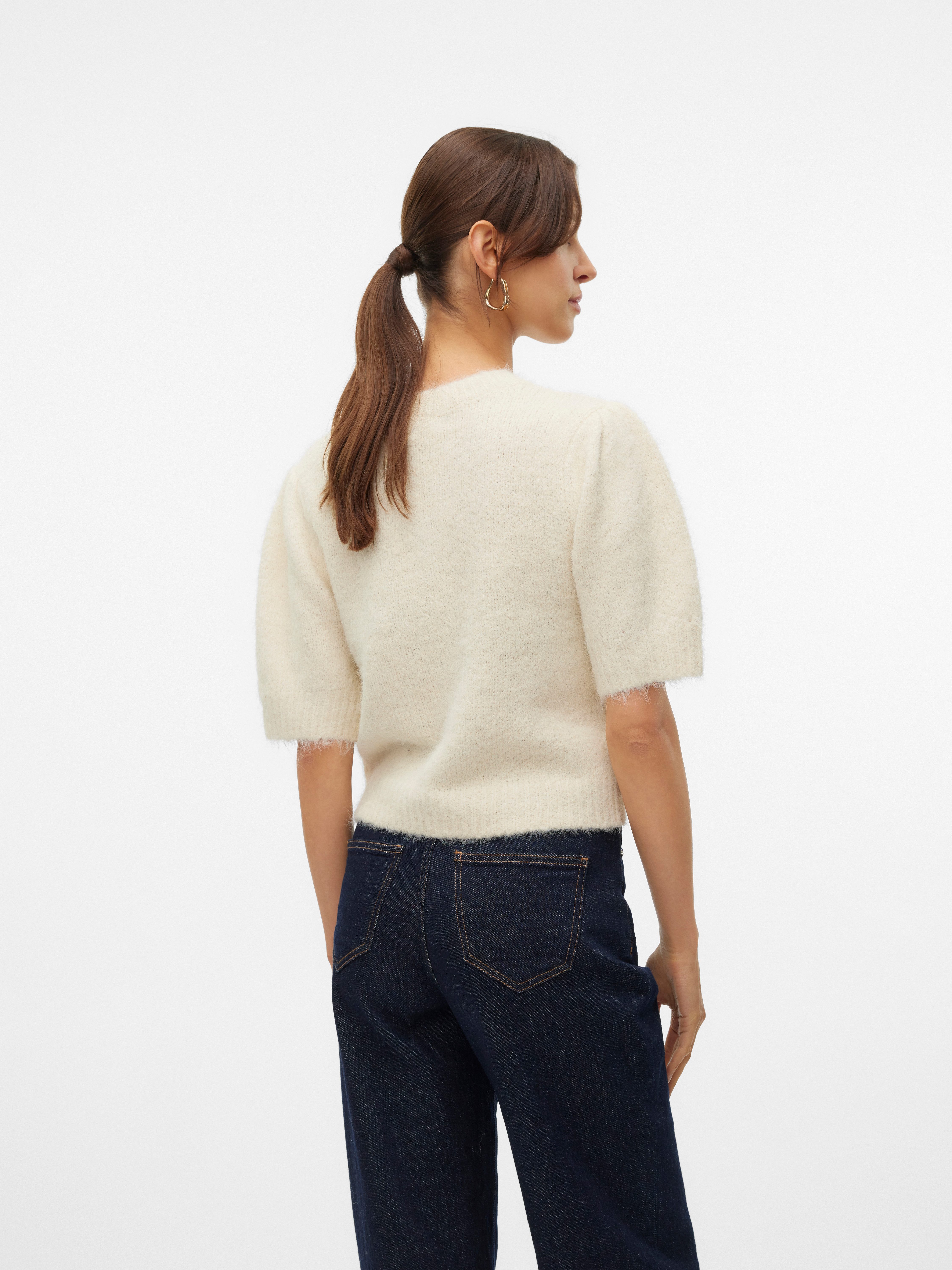 Vero Moda Gebreide trui VMNOVAH SS O-NECK PUFF PULLOVER GA NOOS