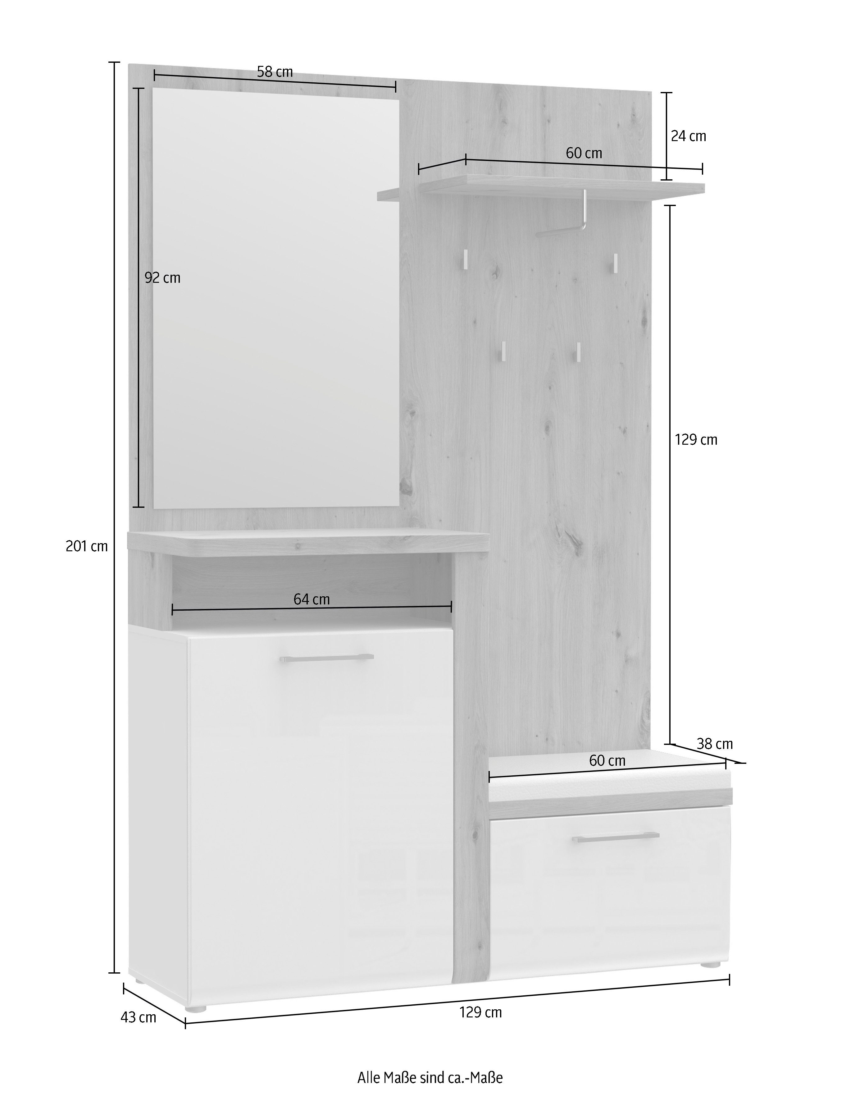 FORTE Compact kapstokmeubel Tuluza Breedte ca. 128,8 cm